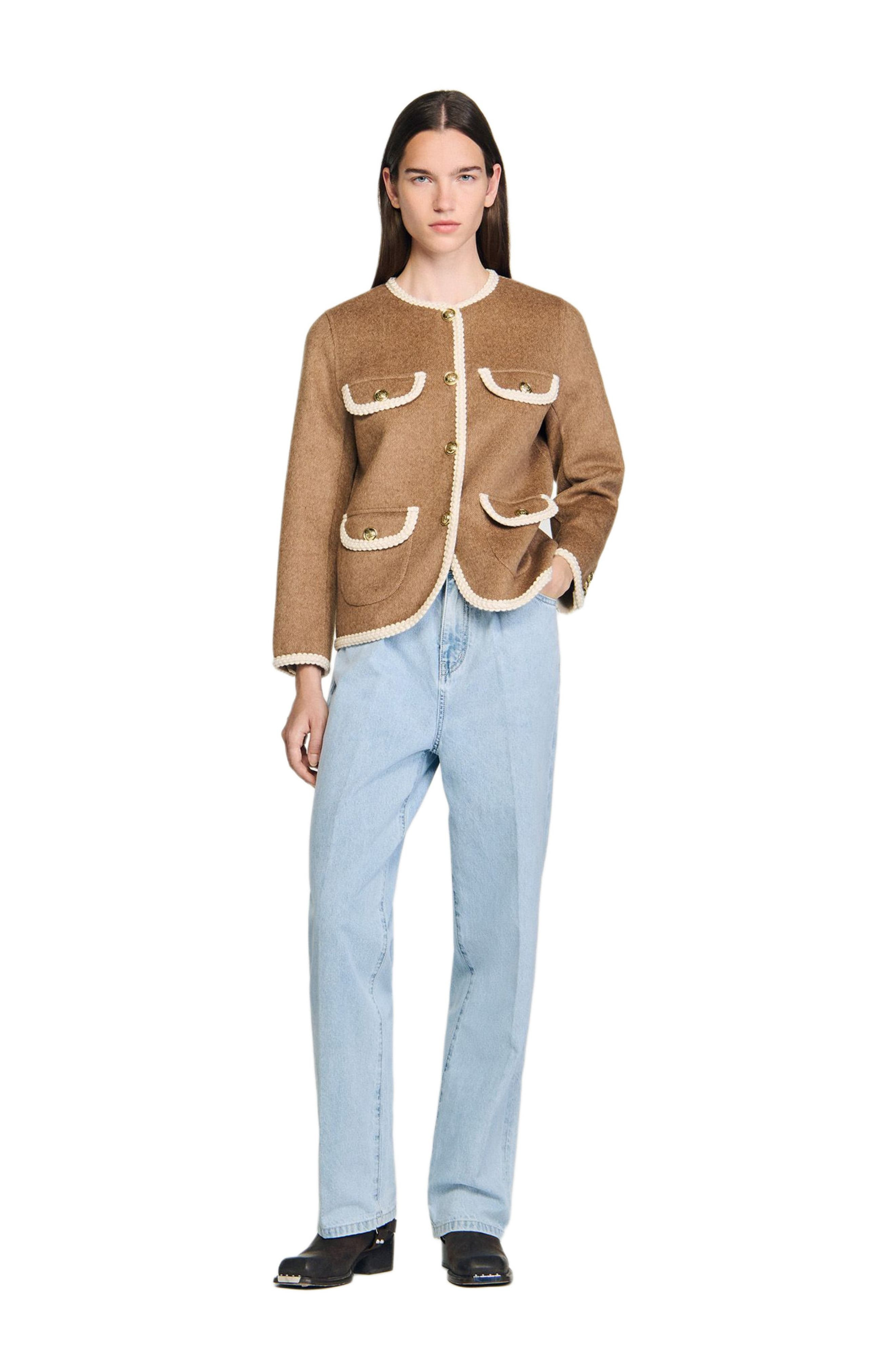 SANDRO Double-faced jacket in Dark Blond at Nordstrom - 6