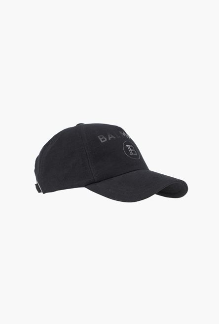 Black cotton cap with black Balmain Paris logo - 3
