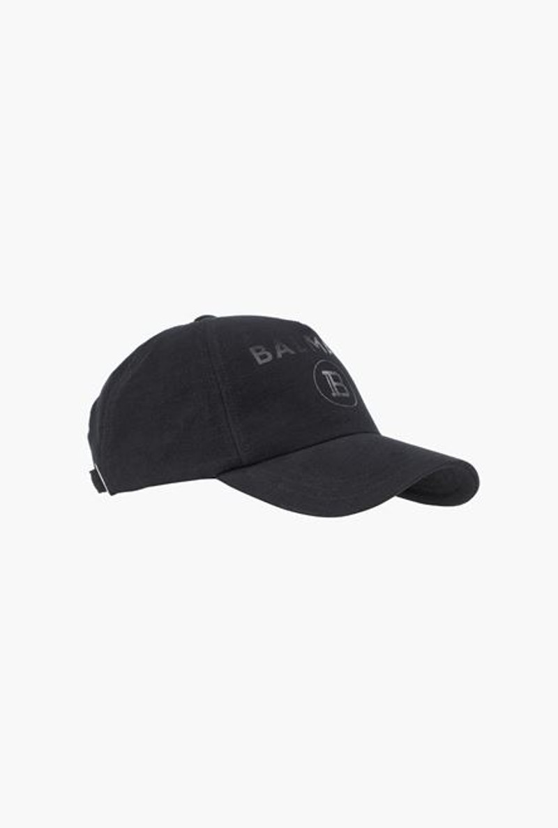Black cotton cap with black Balmain Paris logo 3