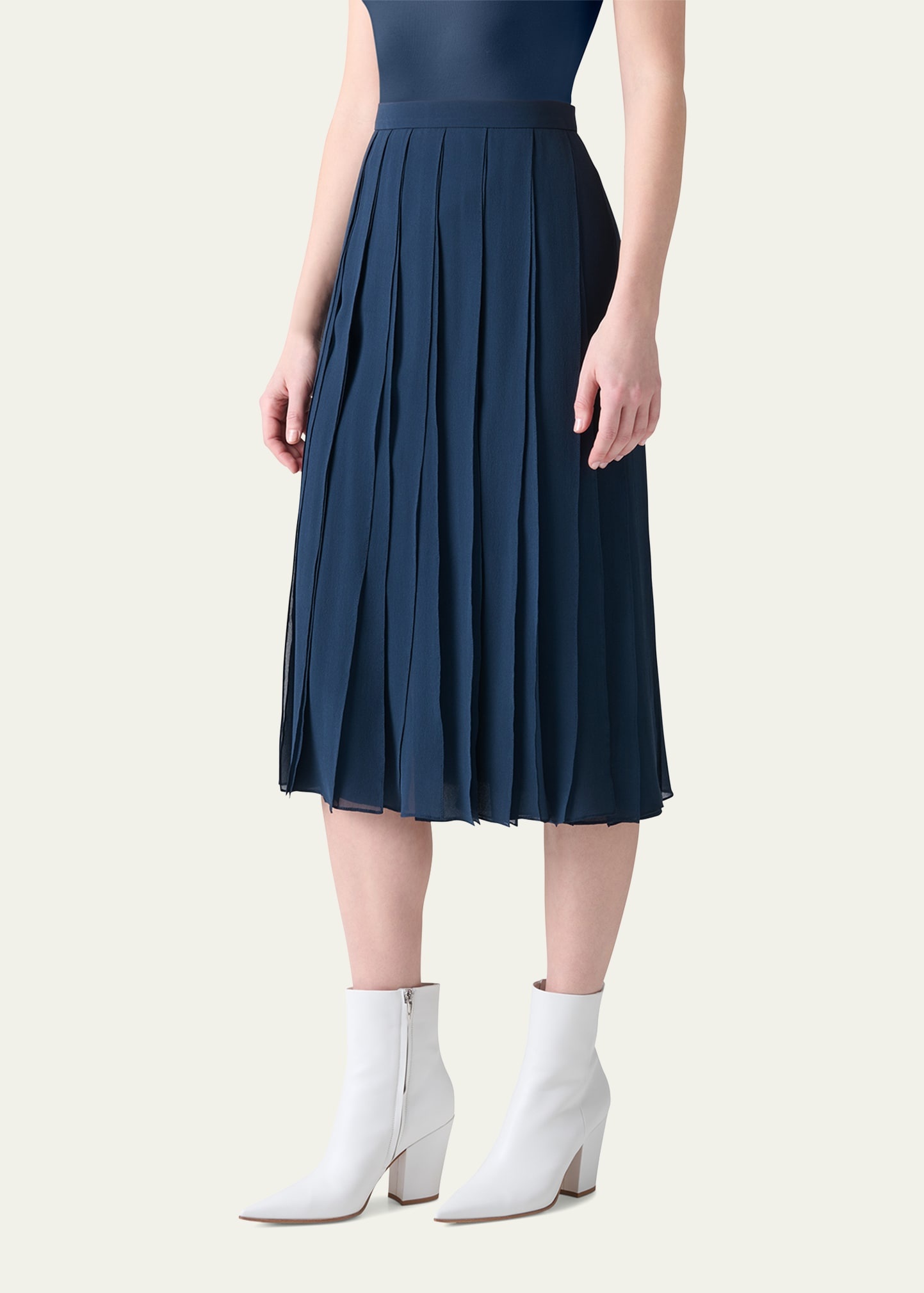 Midi Silk Georgette Ribbon Skirt - 4