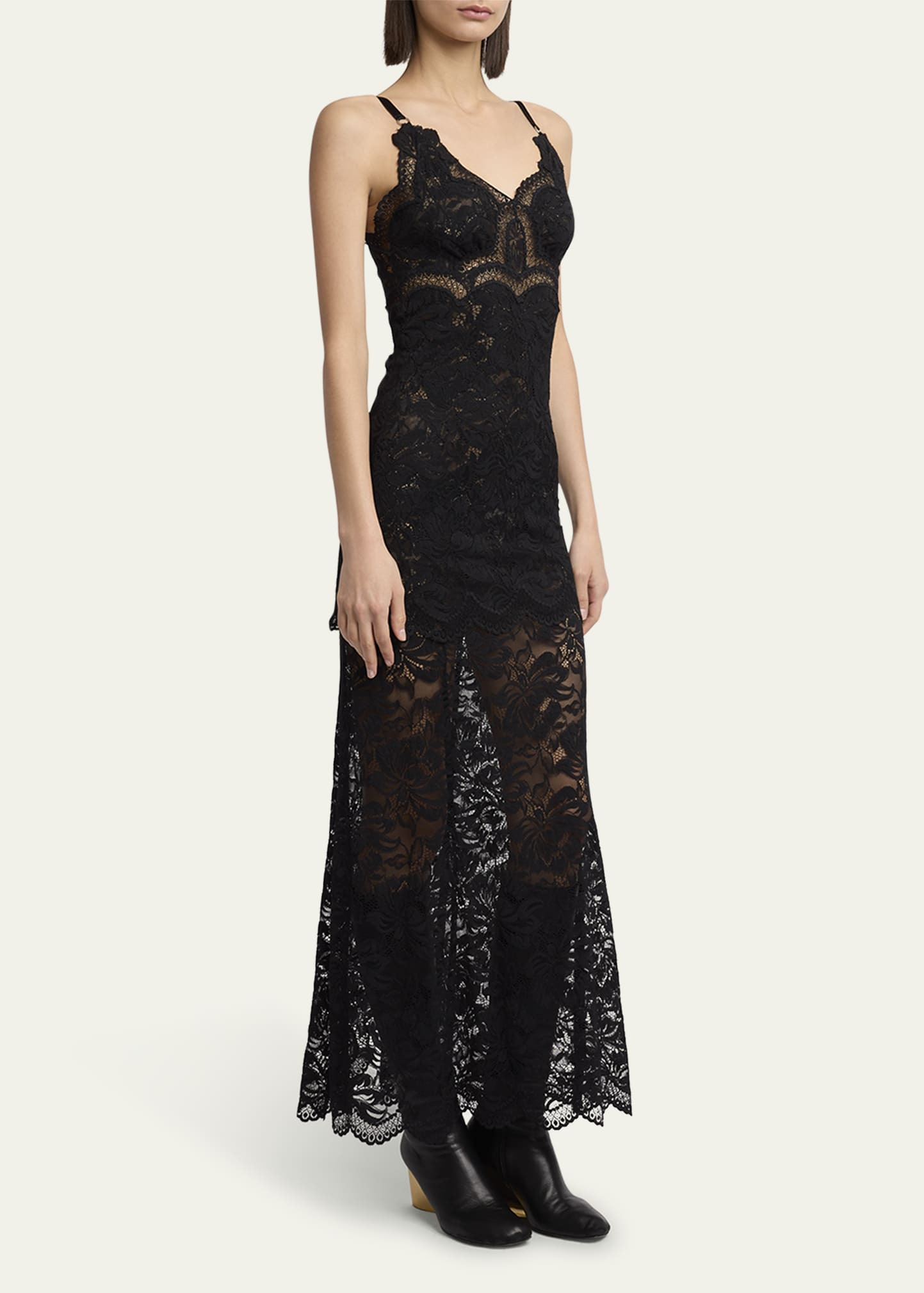 Long Lace Slip Dress - 4