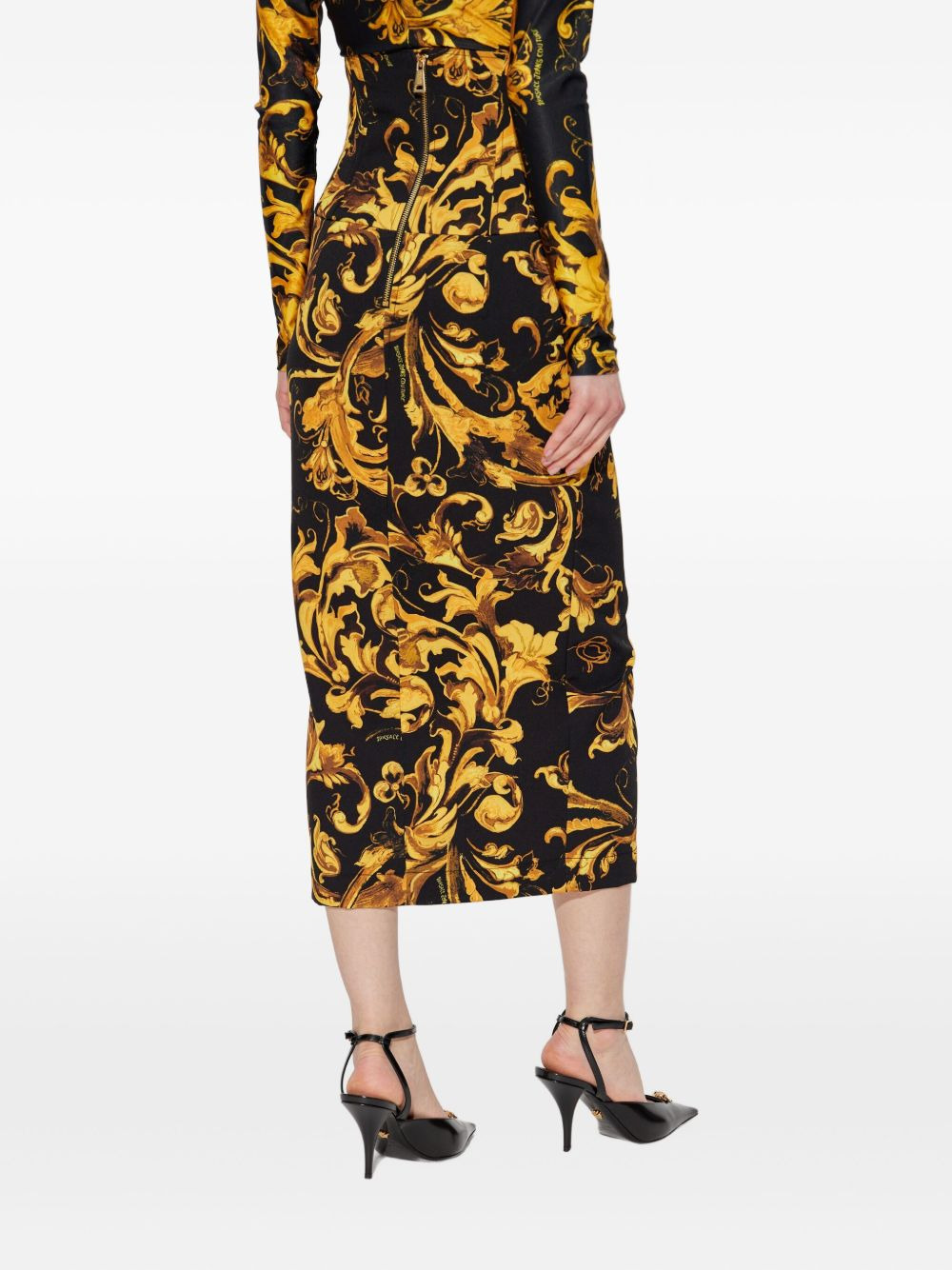 Barocco-print midi skirt - 4