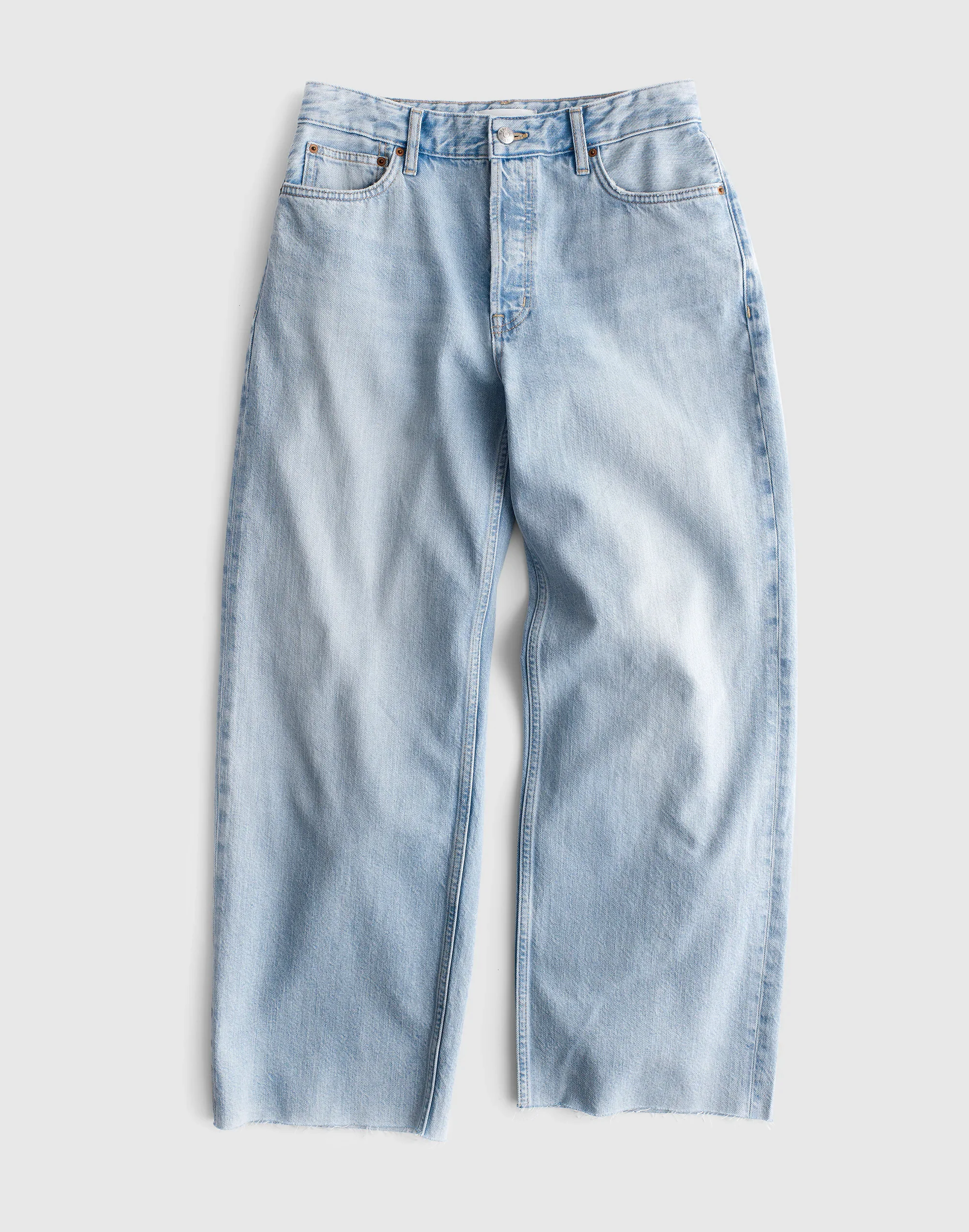 Low-Slung Baggy Crop Jeans in Foster Wash - 1