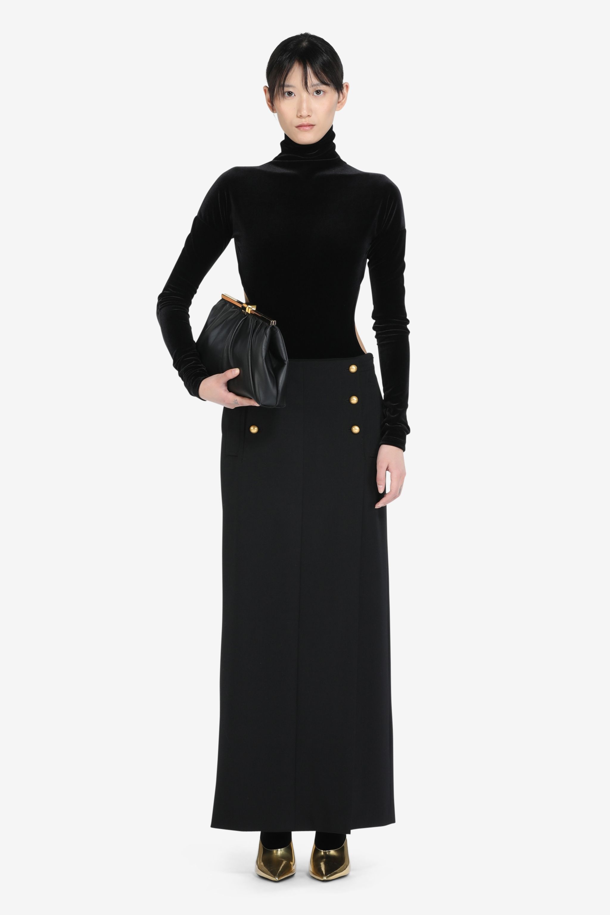 BUTTON-EMBELLISHED MAXI SKIRT - 4
