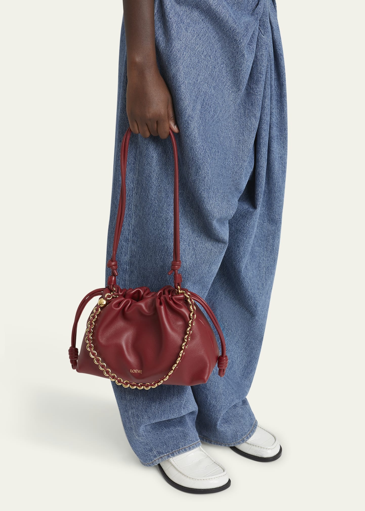 Flamenco Small Crossbody Bag in Napa Leather with Detachable Chain - 2