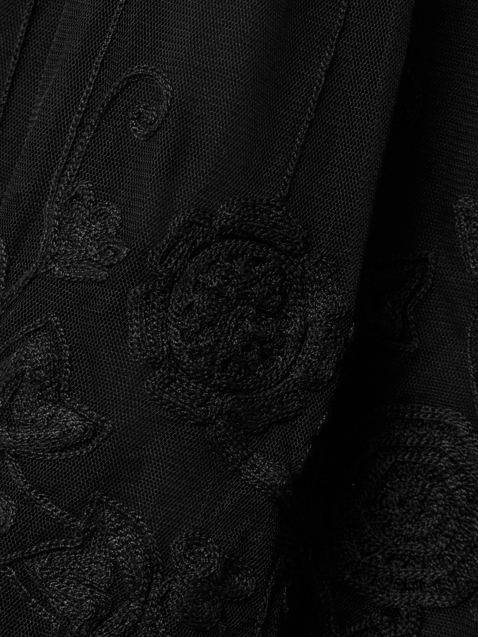 Arielle tiered embroidered tulle midi dress Black - 4