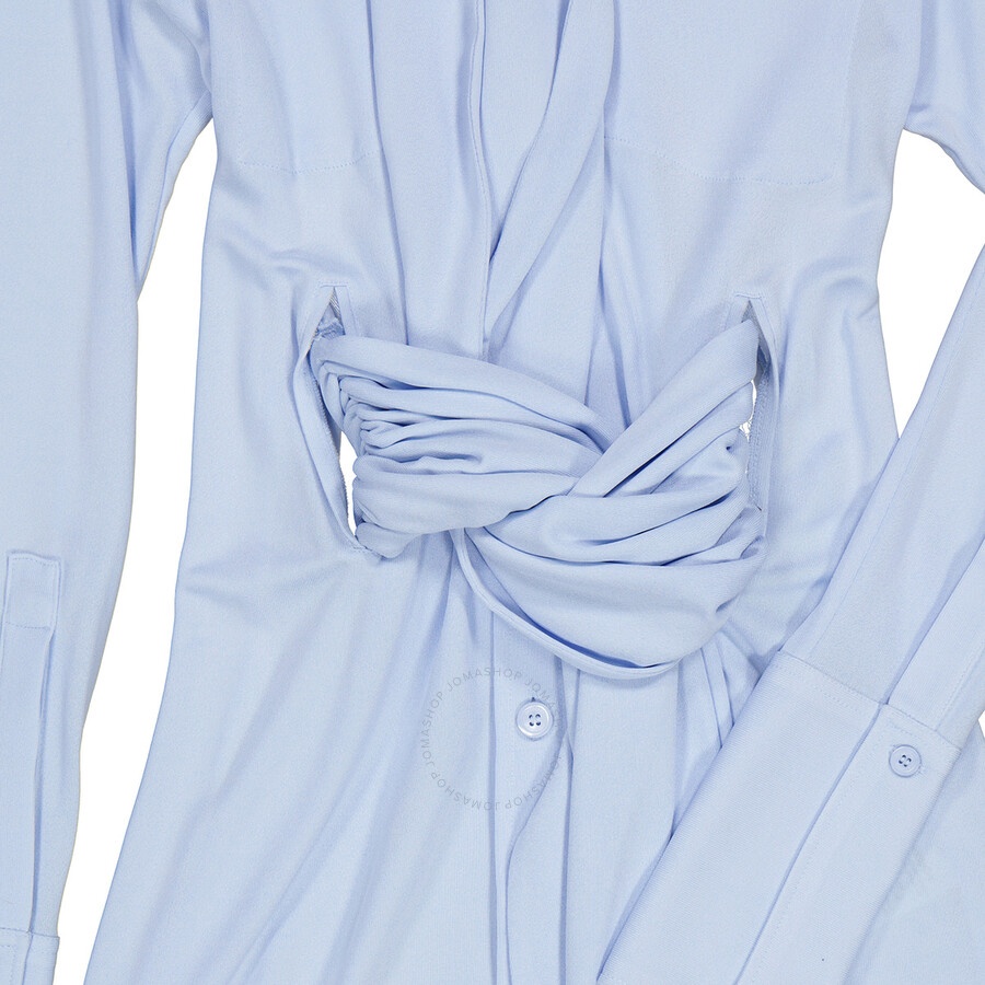 Burberry Ladies Pale Blue Sash Detail Jersey Oversized Shirt - 7