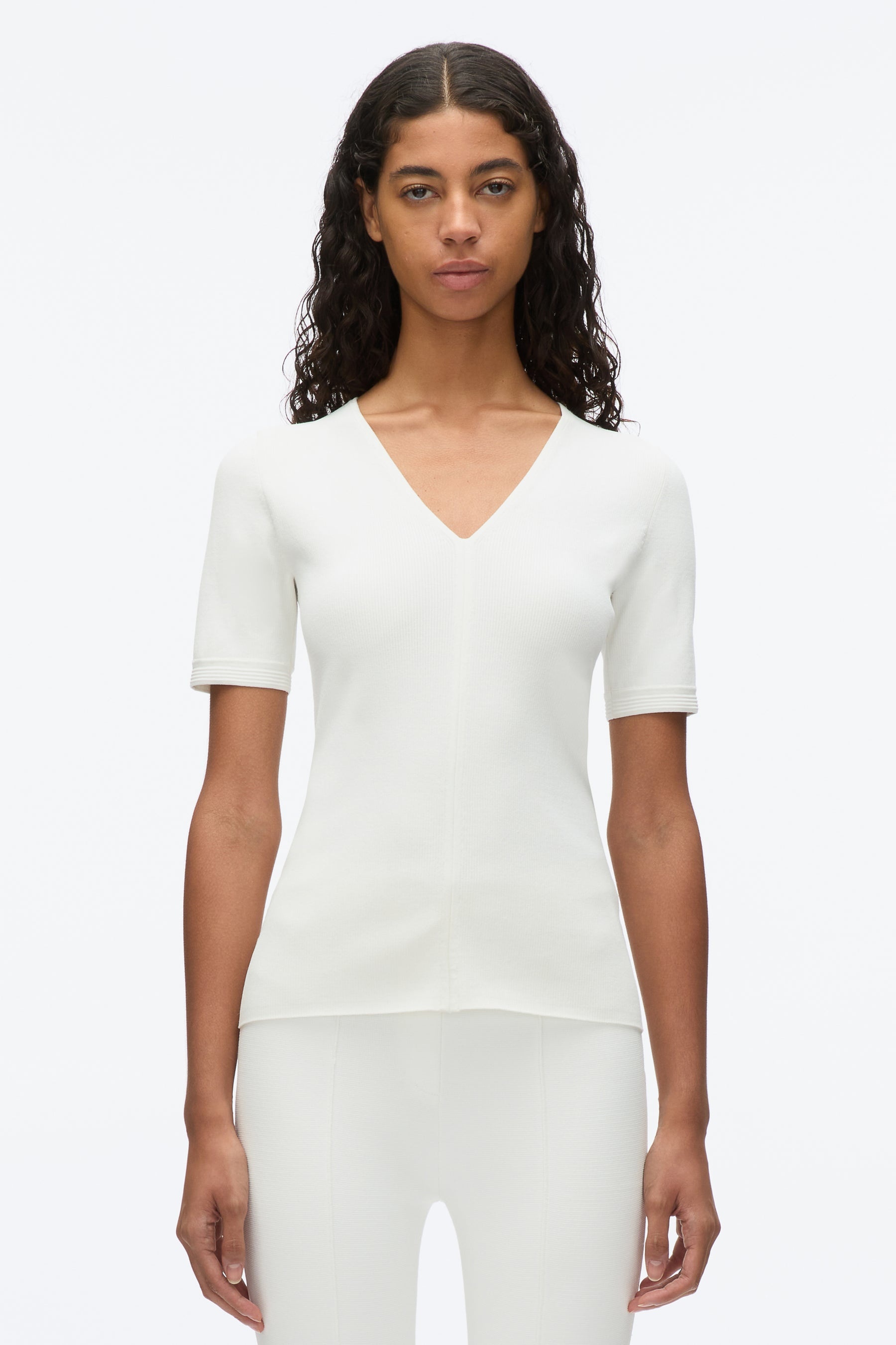 Compact Rib V-Neck Tee - 3