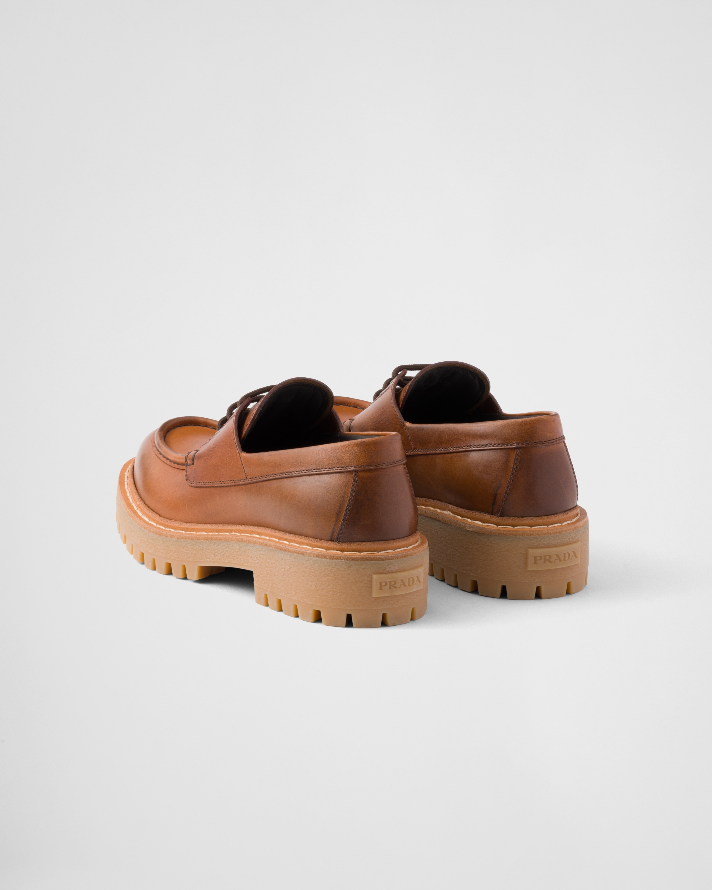Laced leather loafers - 4