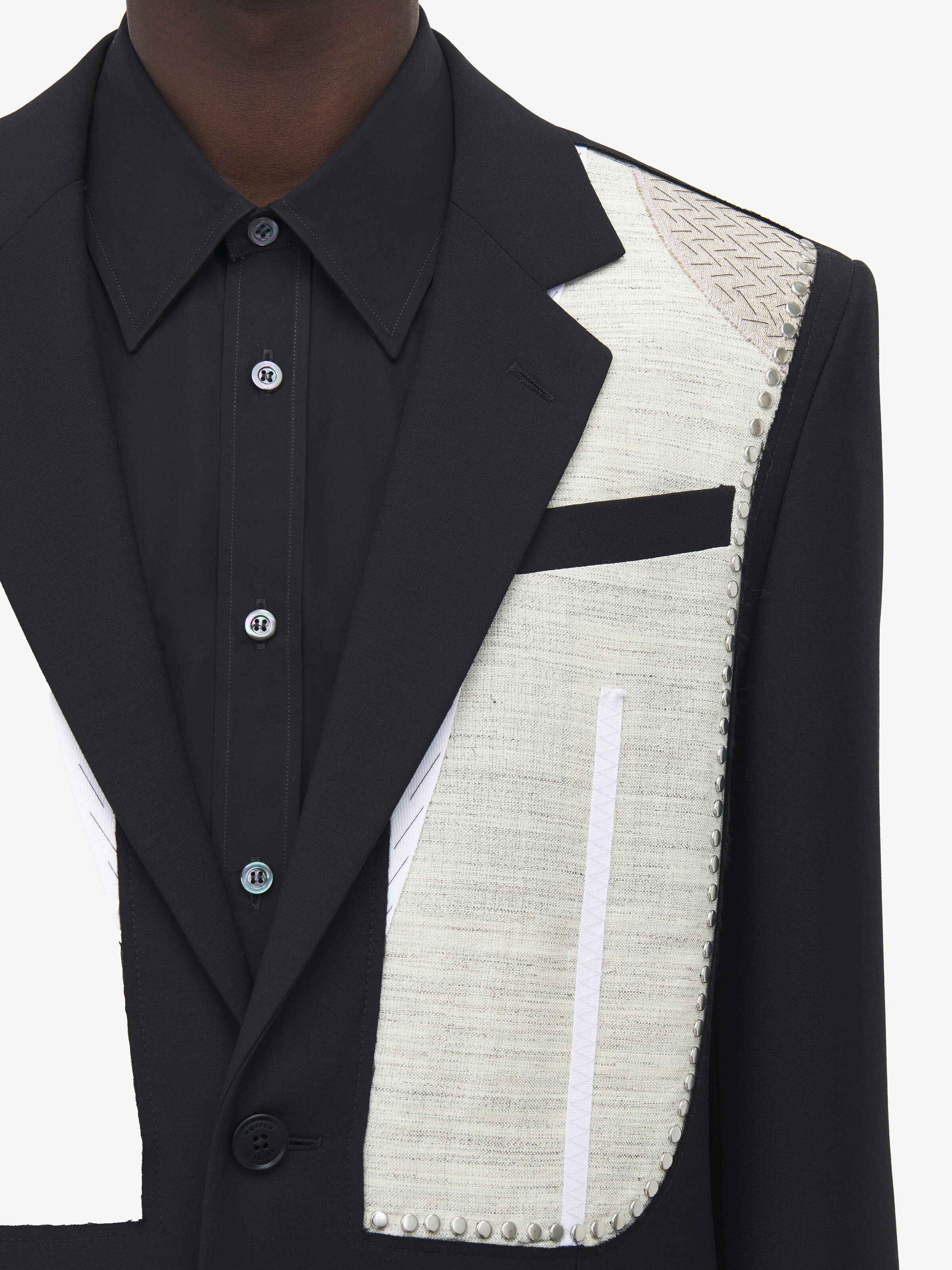 Canvas Detail Single-Breasted Jacket - 6