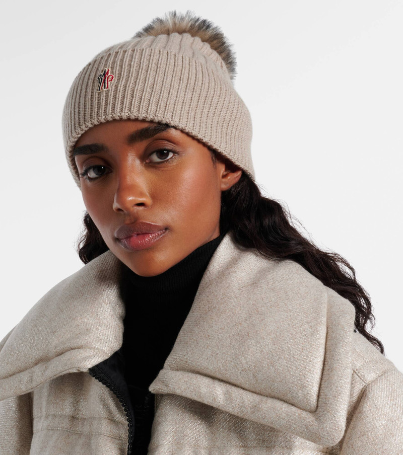 Moncler Shearling-trimmed cashmere beanie outlook