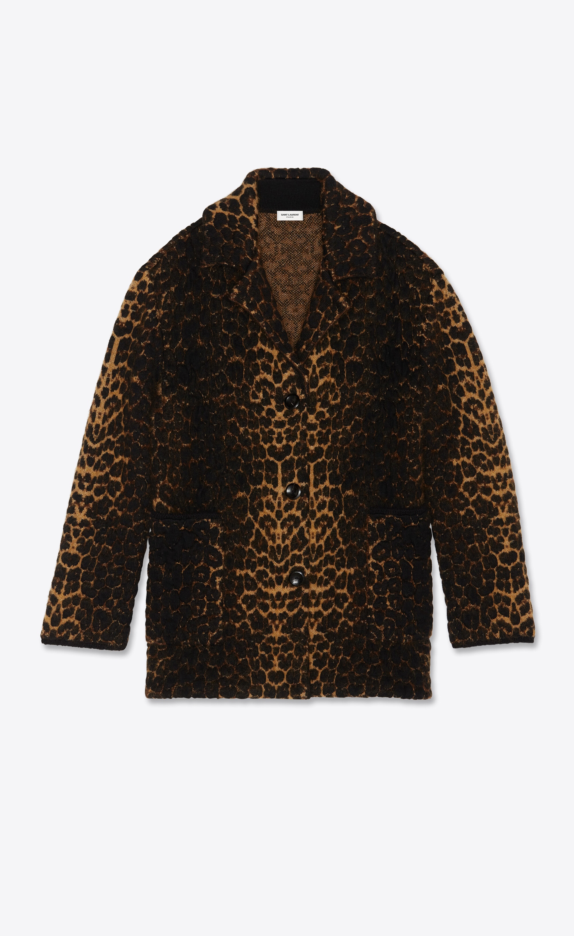 mohair jacquard knit coat and leopard-print wool - 1