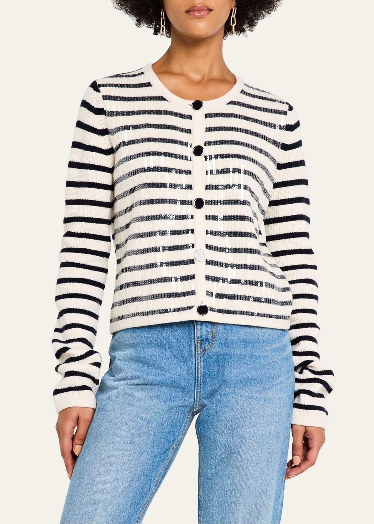 Nebula Sequined Striped Cardigan - 4