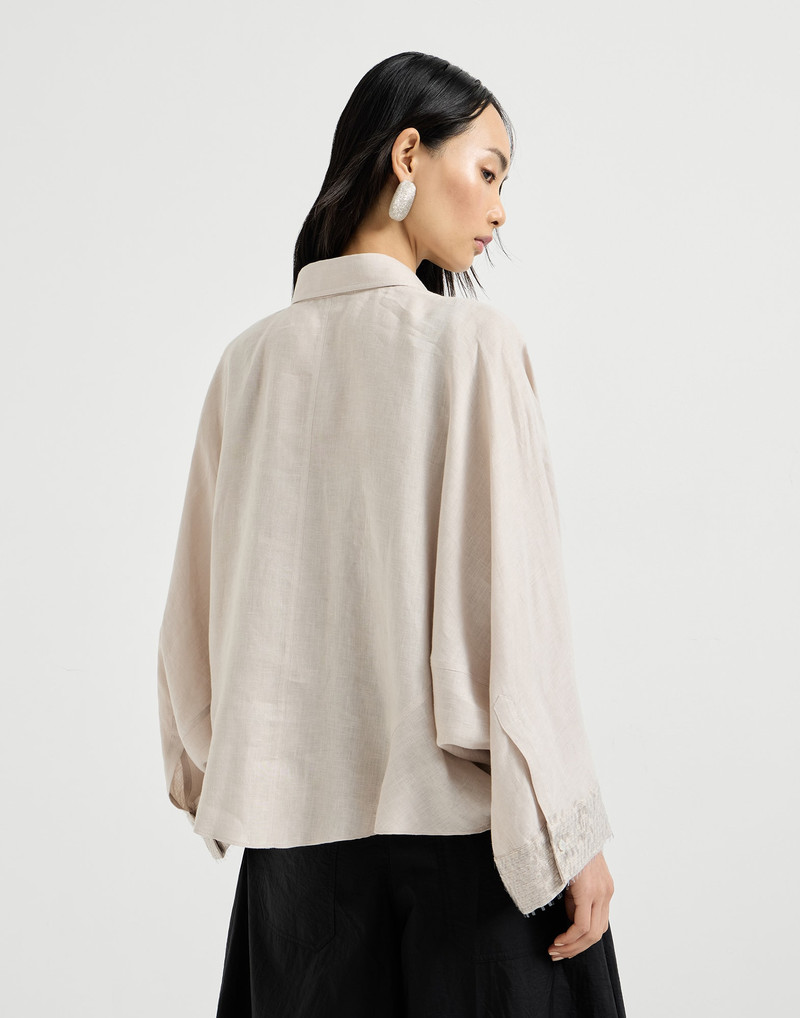 Linen shirt with dazzling cascade cuffs 3