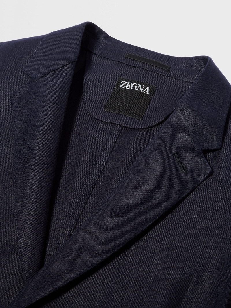 DARK BLUE PURE LINEN SHIRT JACKET 3
