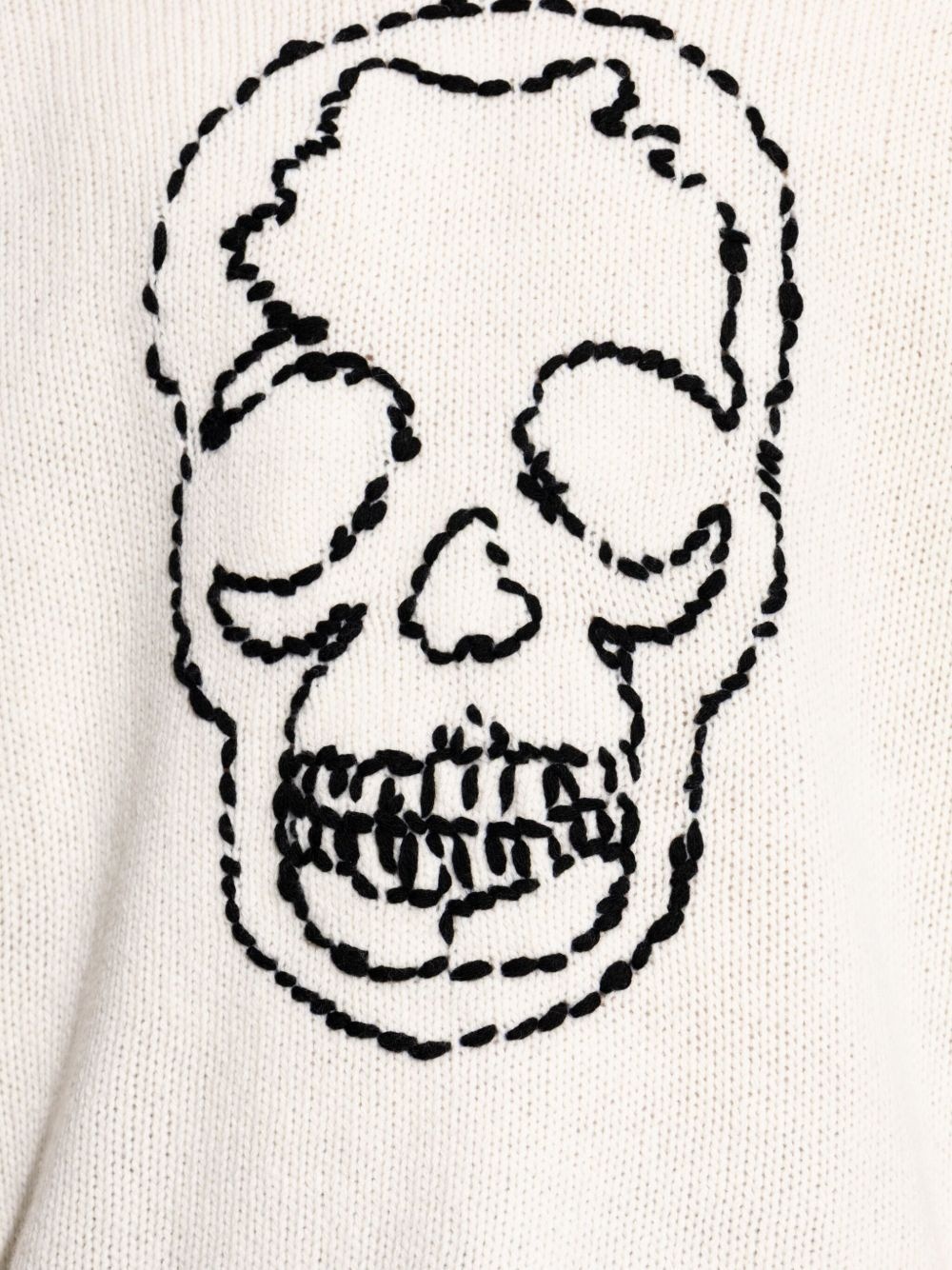 skull-embroidered distressed sweater - 5