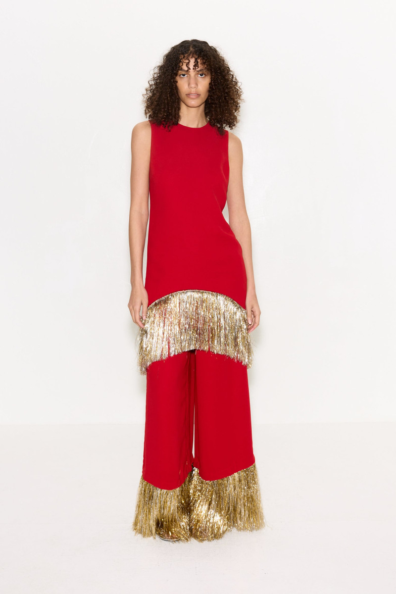 Bowie Fringe Mini Dress In Lucky Red 6
