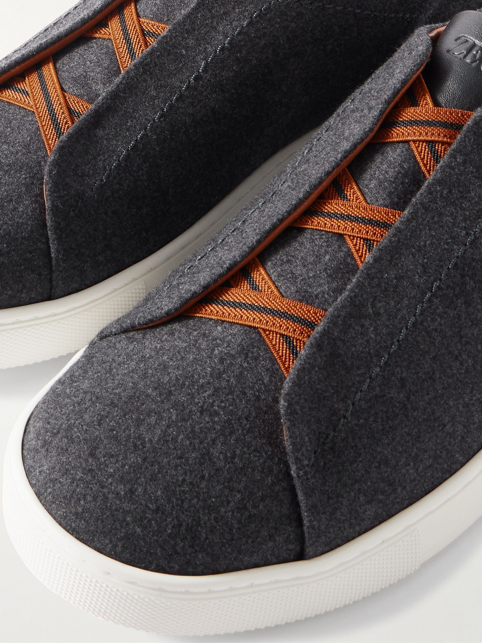 Triple Stitch™ Leather-Trimmed Wool Slip-On Sneakers Gray - 6