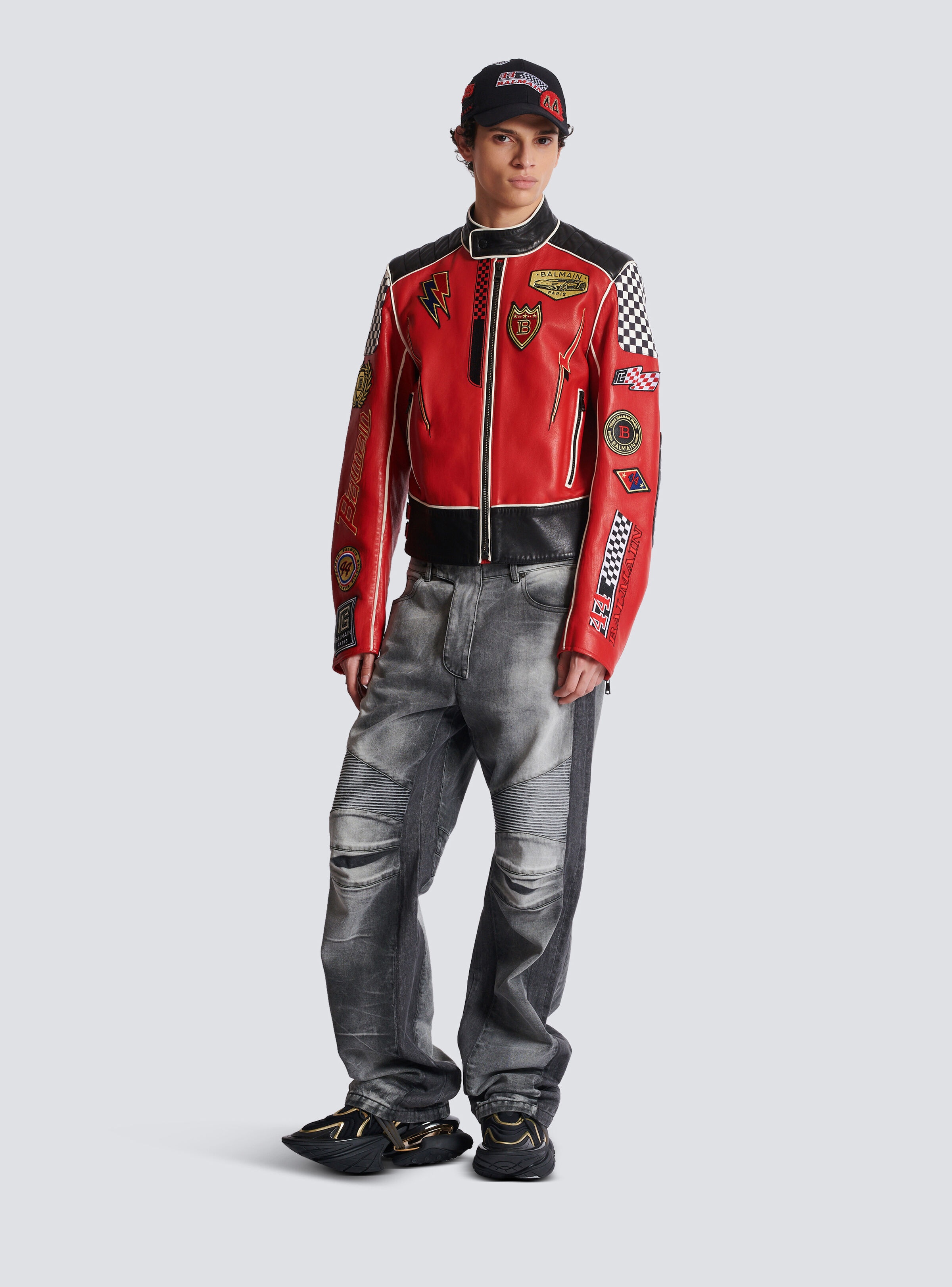 Lambskin jacket with Balmain Racing patches - 2