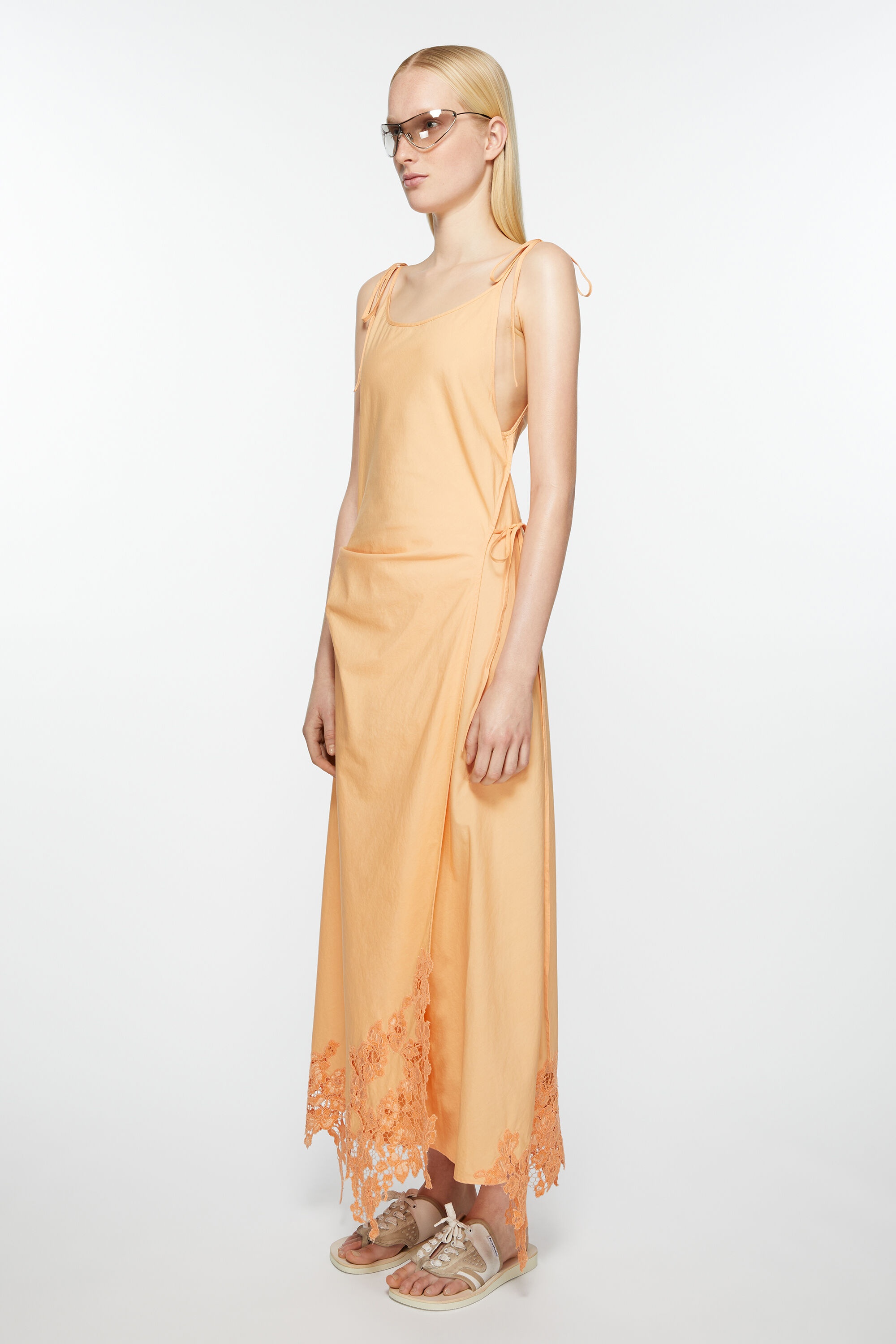 Lace wrap dress - Pastel Orange - 3