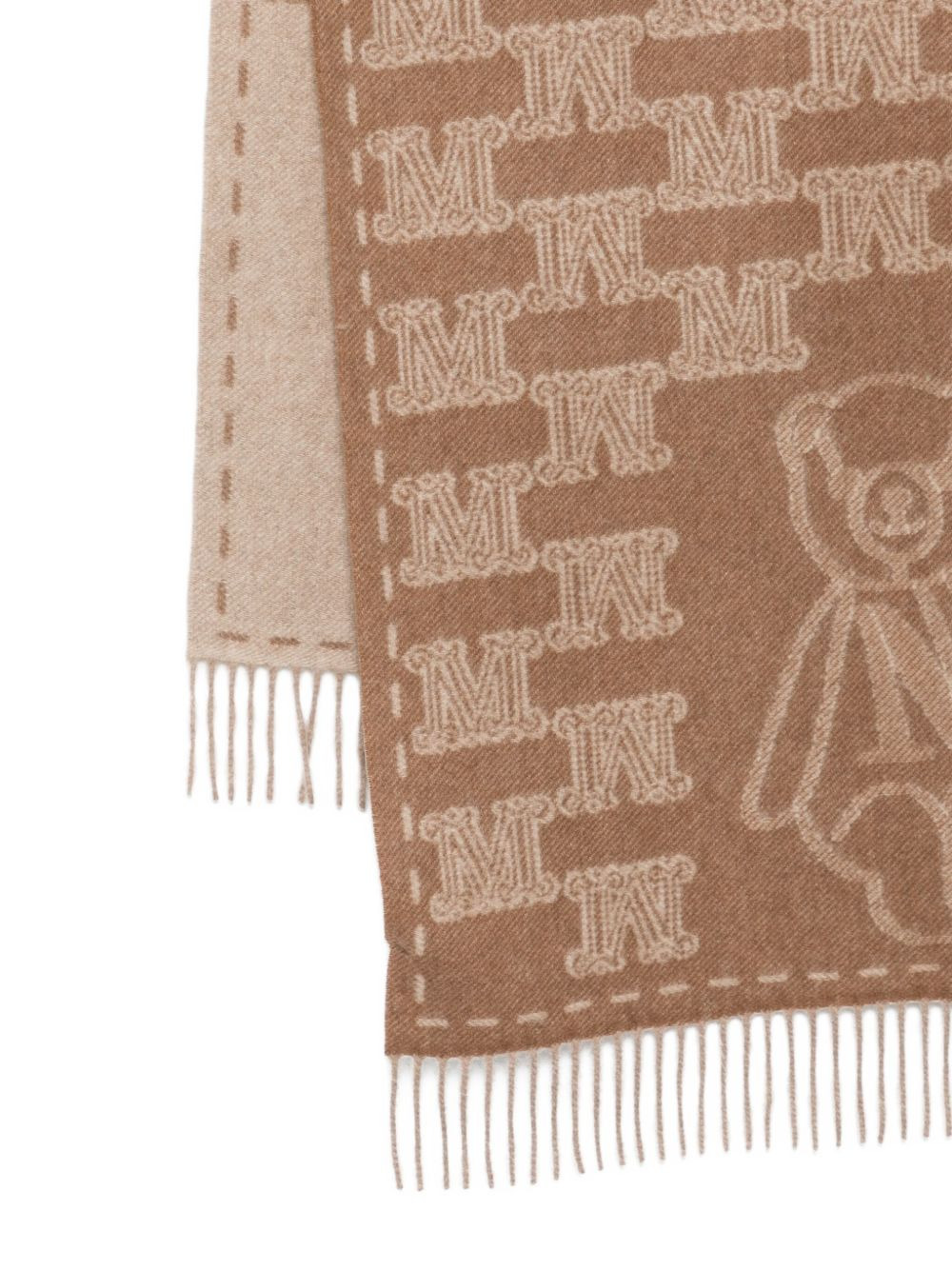 teddy-bear motif cashmere scarf - 3
