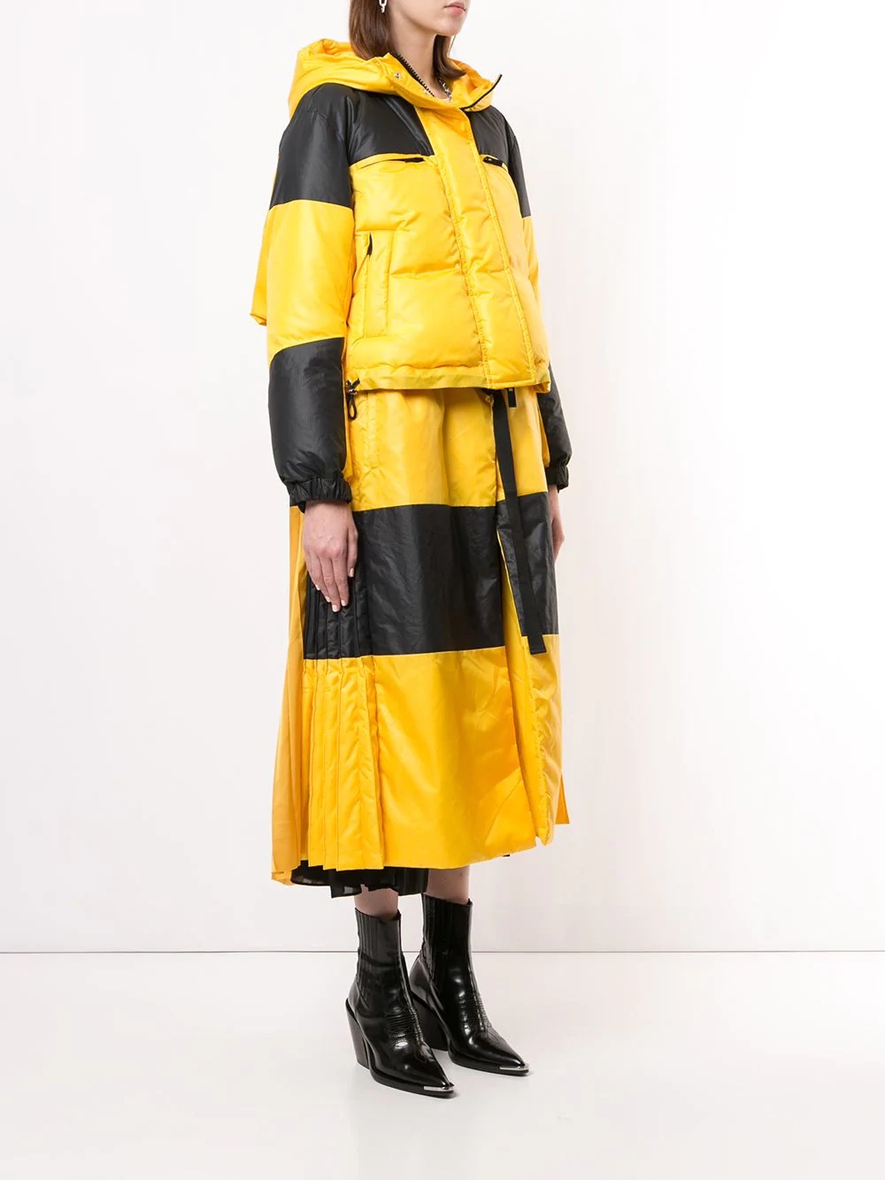 colour block puffer jacket - 3