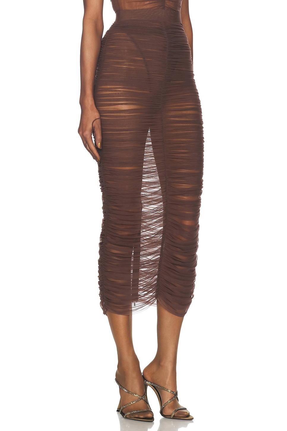 Ruched Mesh Midi Skirt - 2