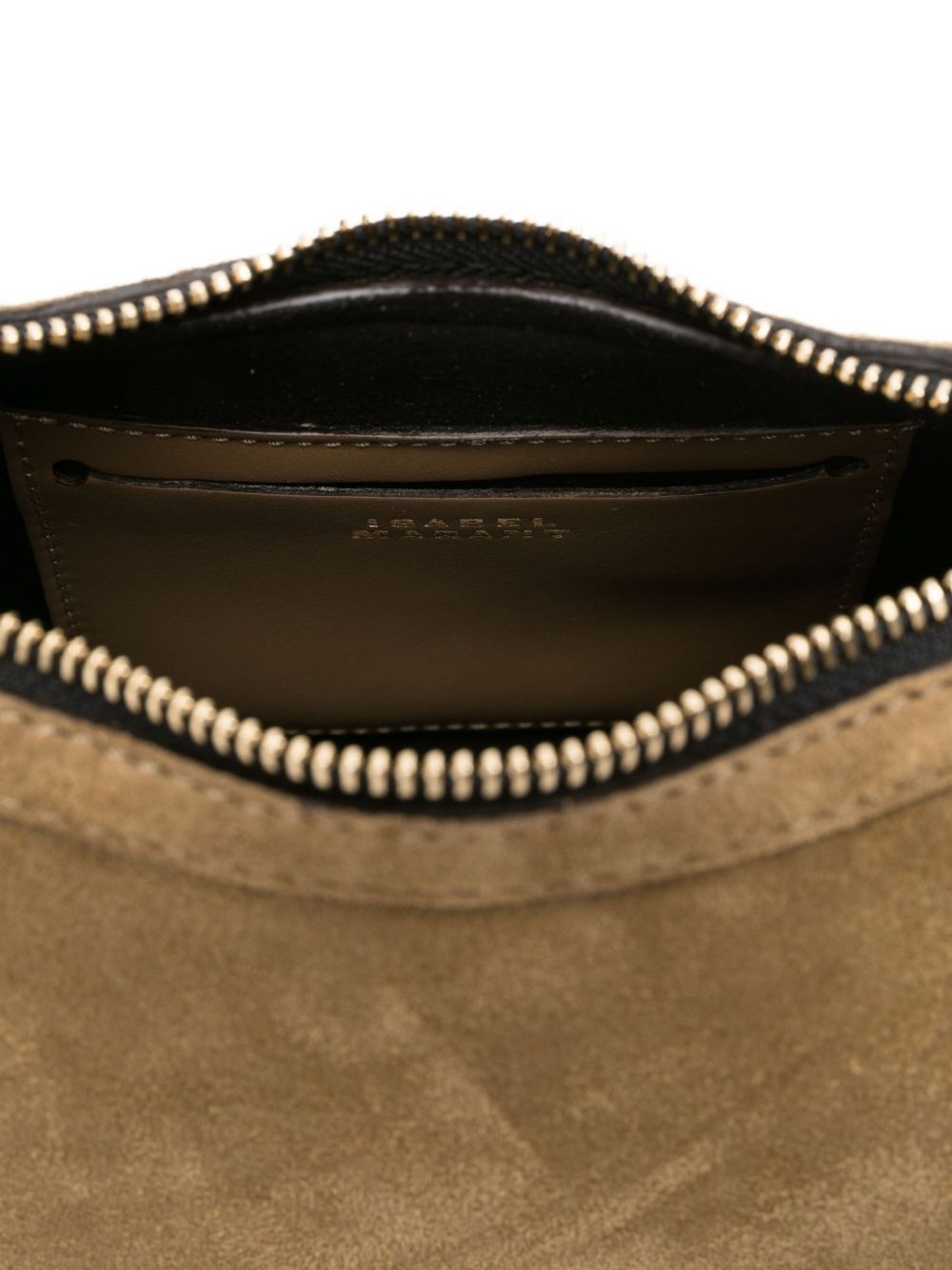 Oskan curved suede studded shoulder bag - 5