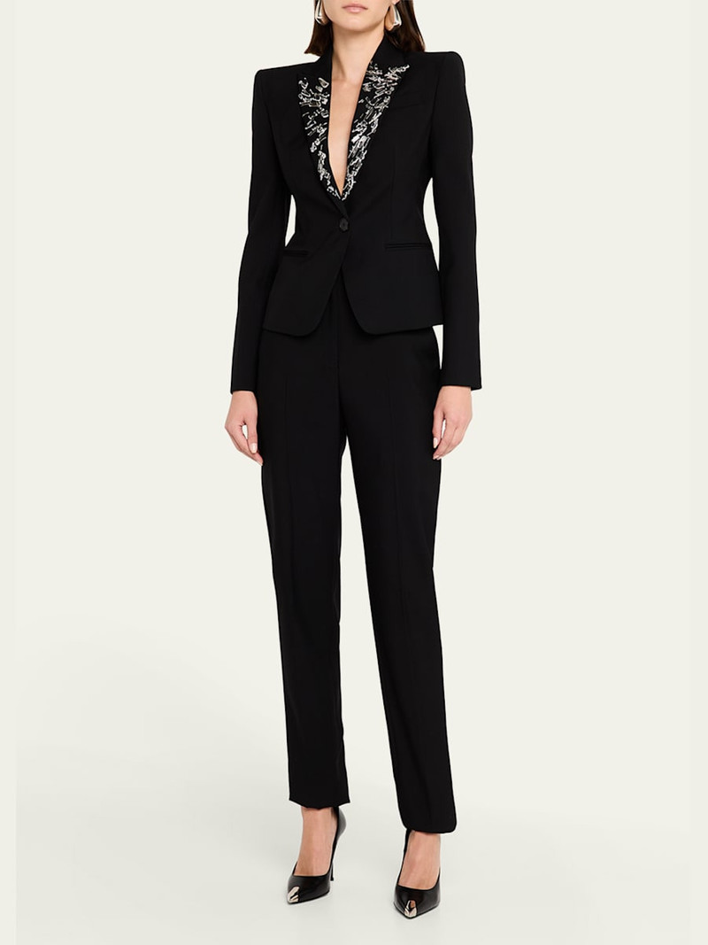 Alexander McQueen Smashed Screen Crystal-Lapel Single-Breasted Jacket outlook