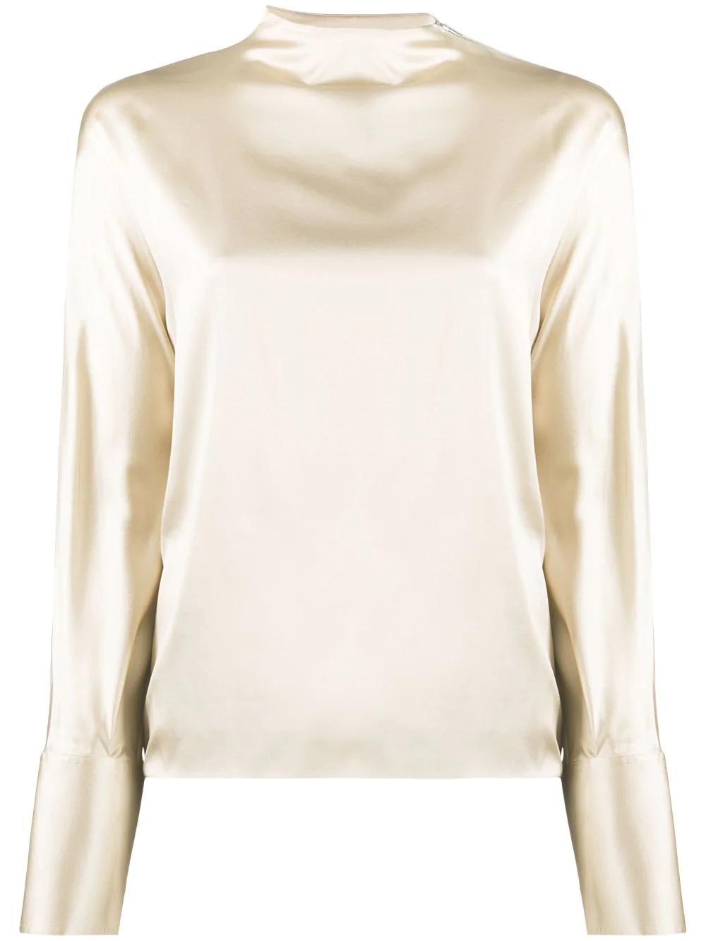 mock-neck satin blouse  - 1