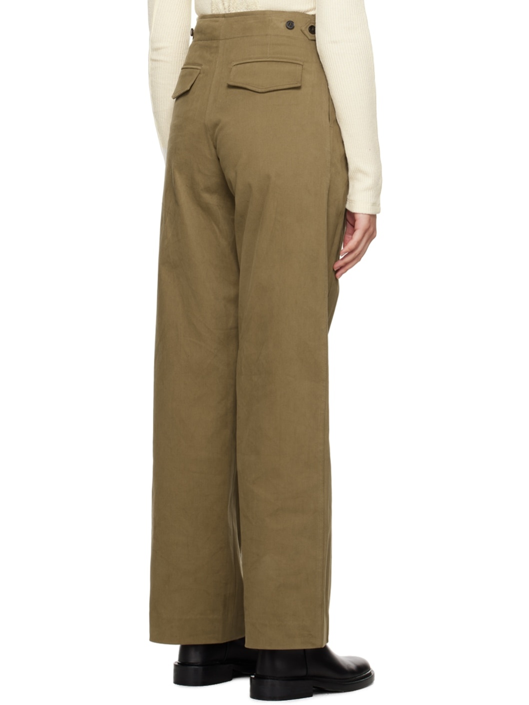 Khaki Pleated Trousers - 3