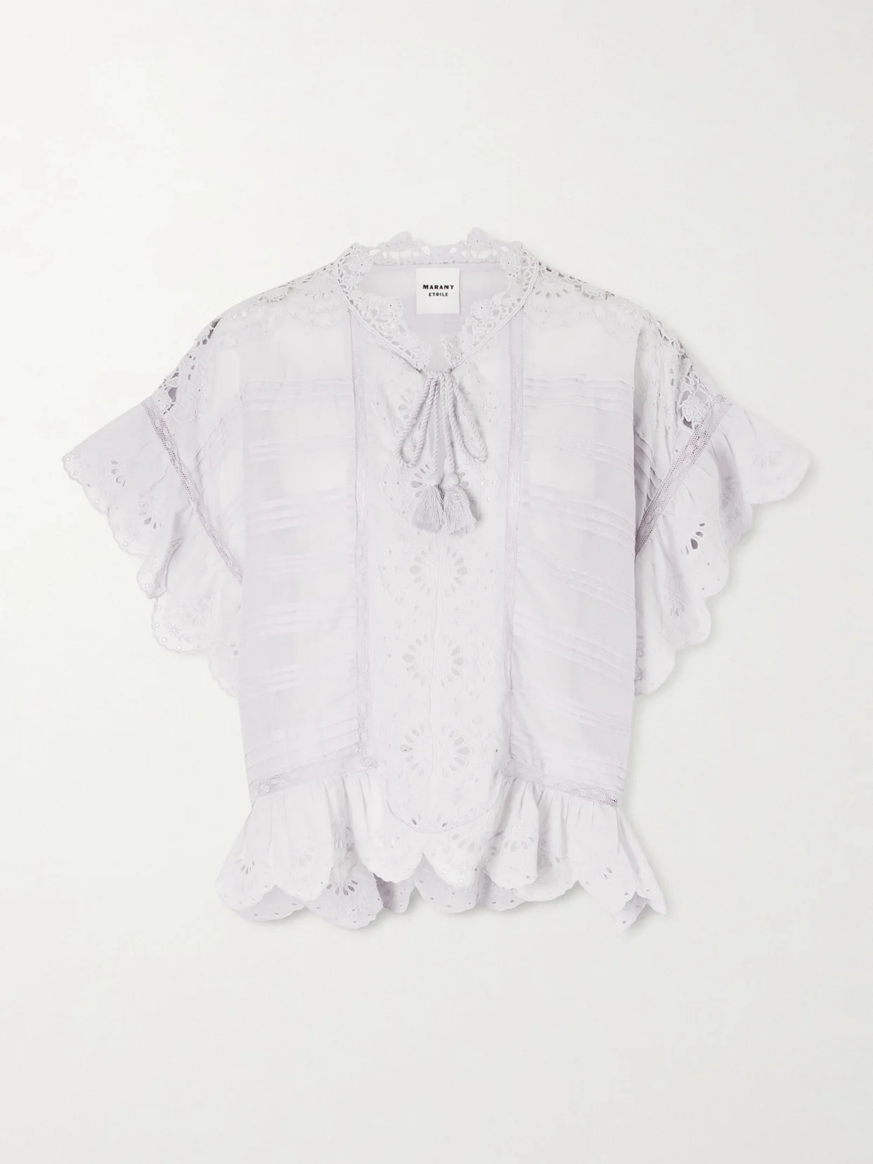 Payton Lace-trimmed Embroidered Cotton Blouse - 1
