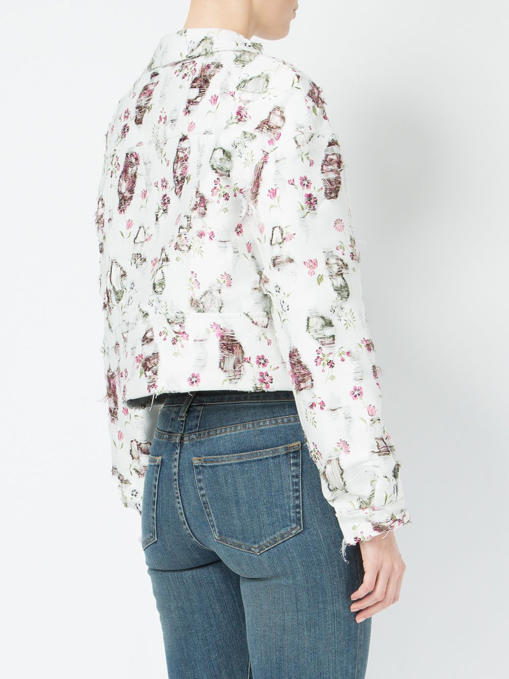 distressed floral jacket - 4