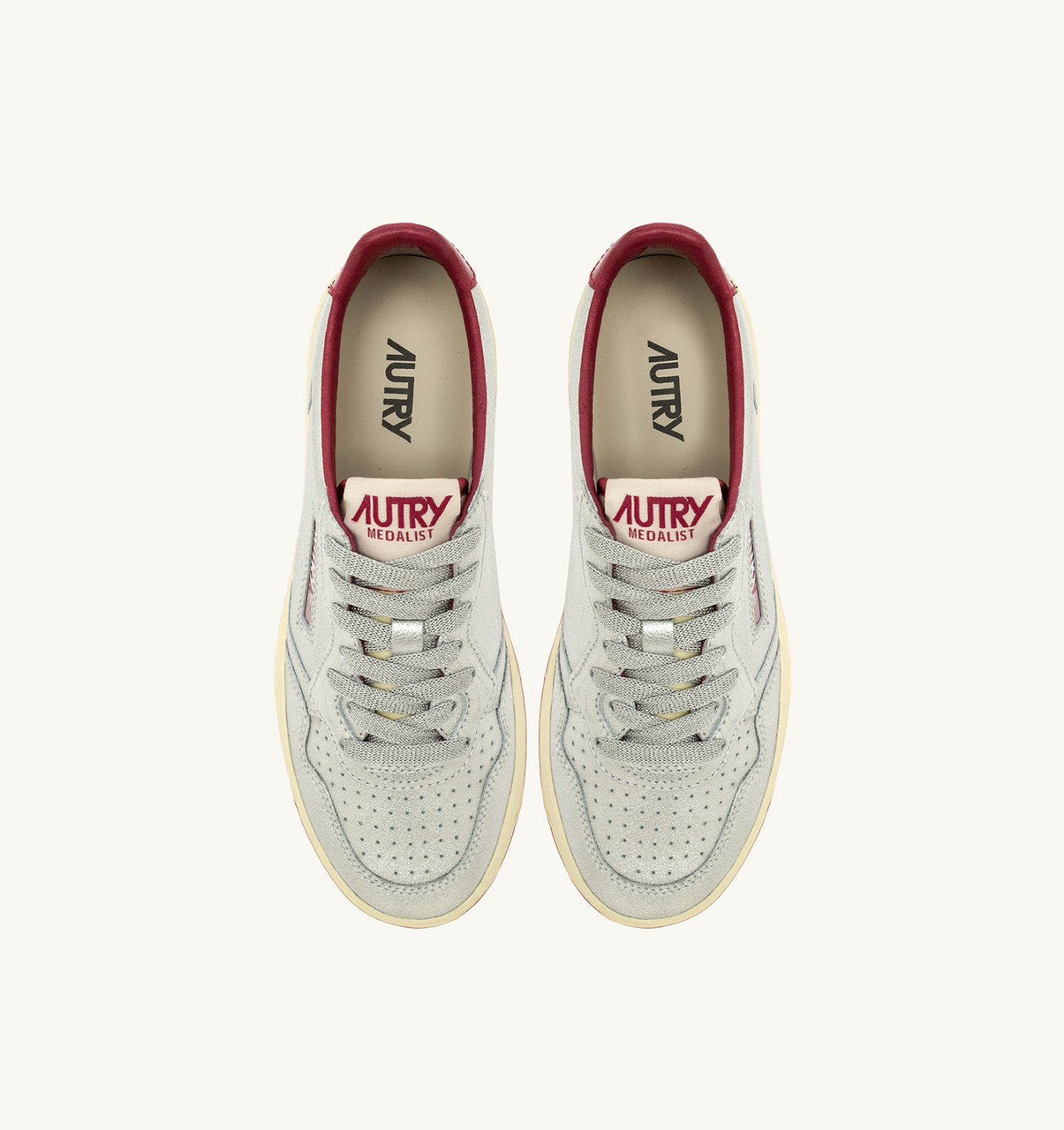 MEDALIST LOW SNEAKERS IN SILVER AND RED METALIZED LEATHER - 5