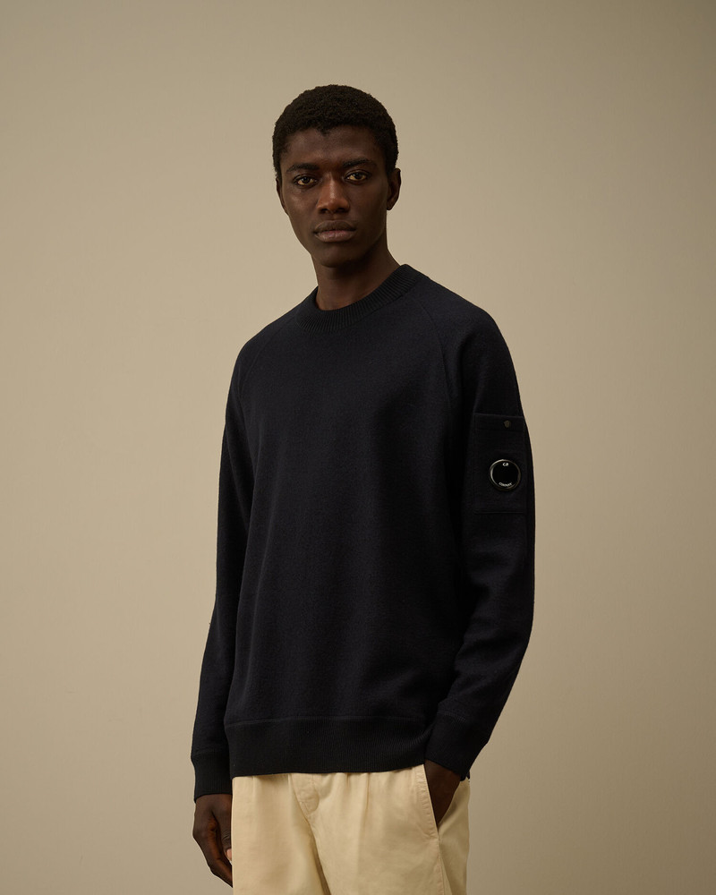 Merino Wool Felted Crewneck Lens Sweater 3