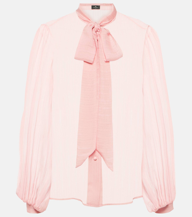 pussy-bow collar silk shirt - 1