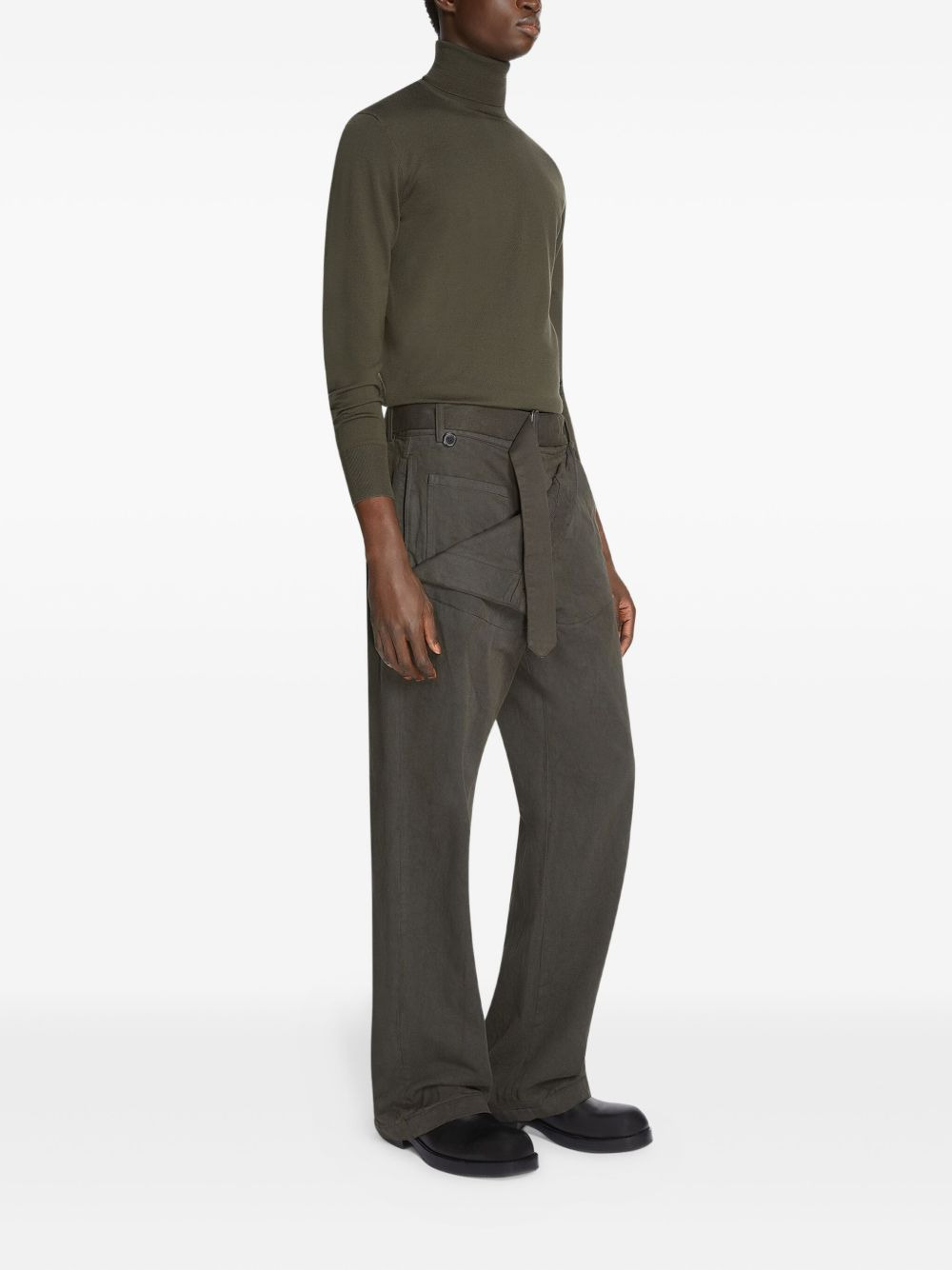cotton straight-leg trousers - 3