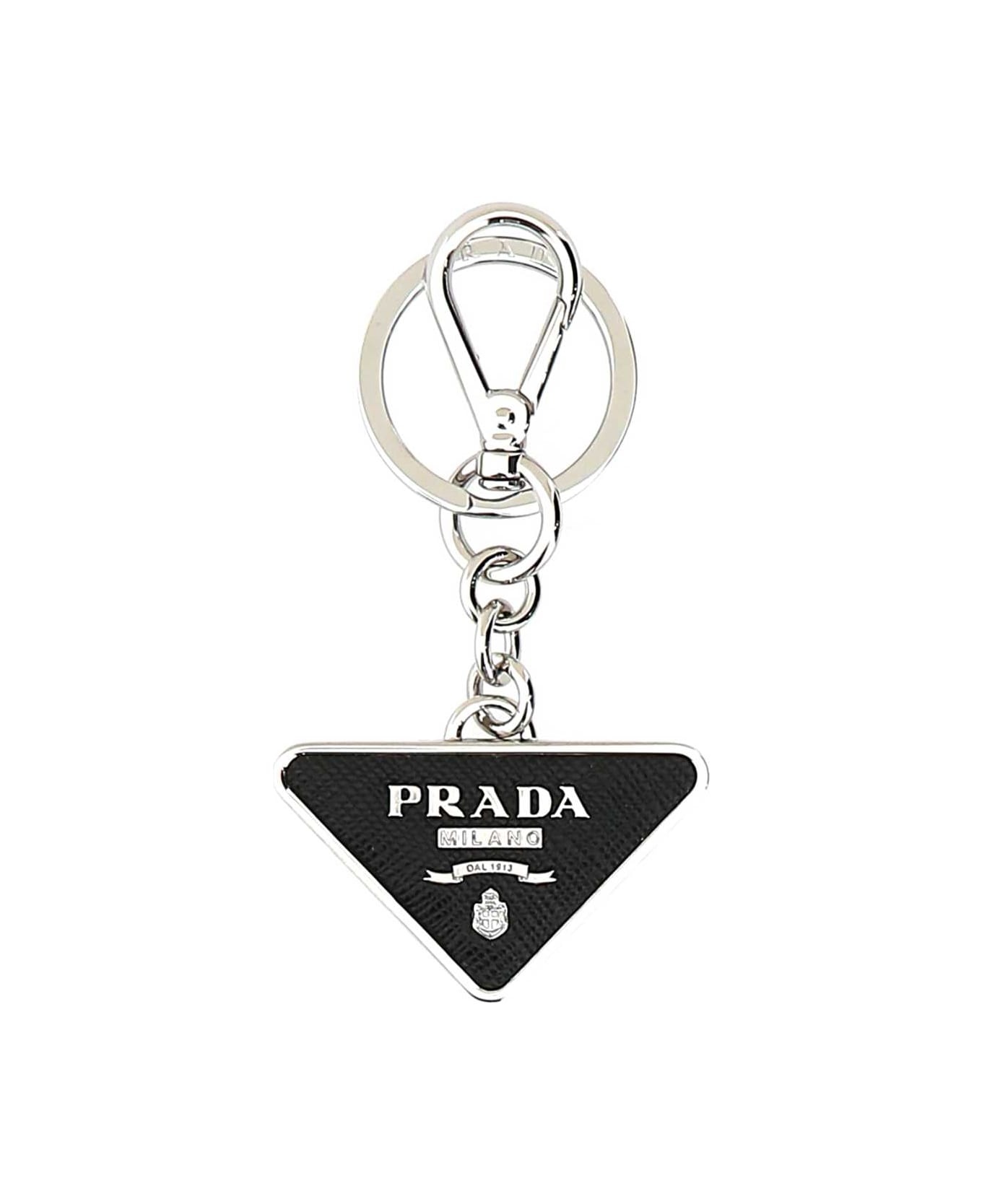 Two-tone Leather And Metal Keychain - 1