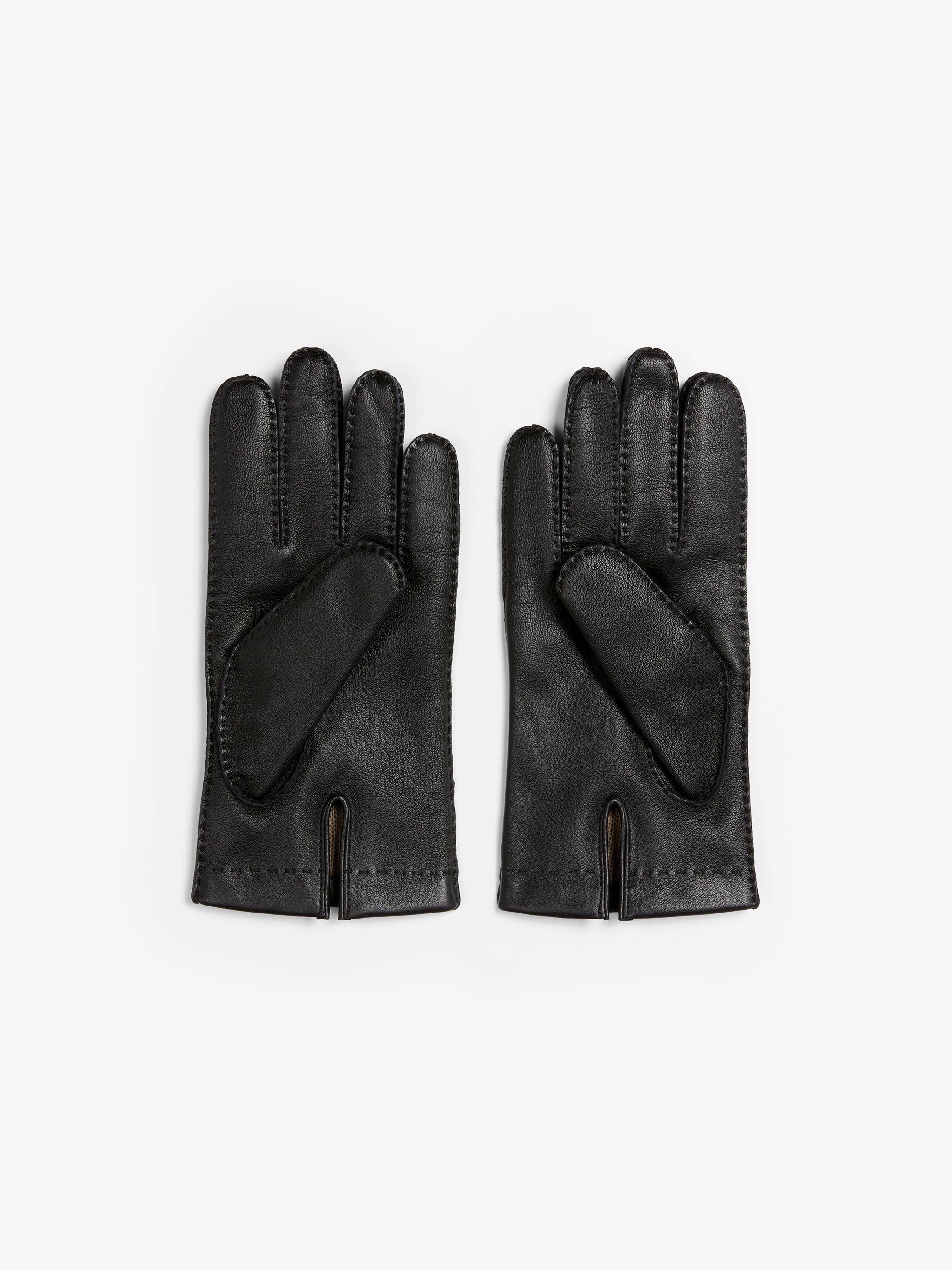 BLACK HAIRSHEEP LEATHER CASHMERE LINED GLOVES - 3