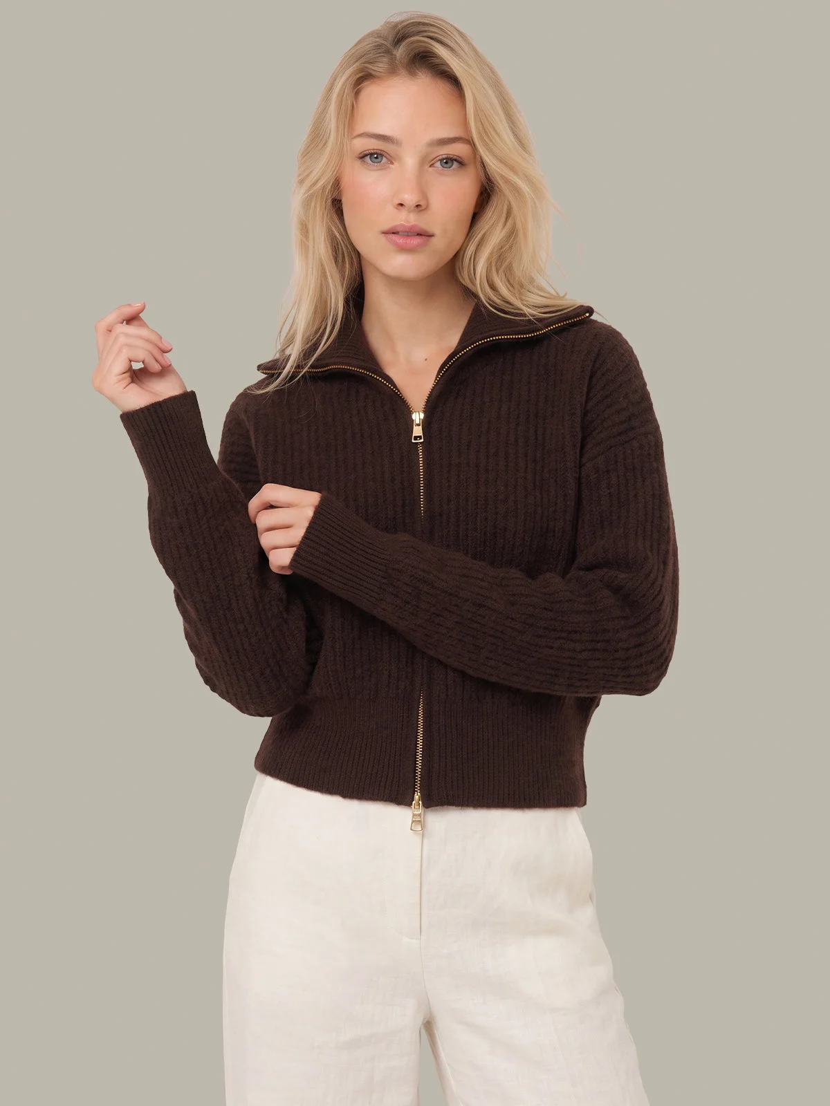 Wesley Cropped Zip Fuzzy Jacket - 1