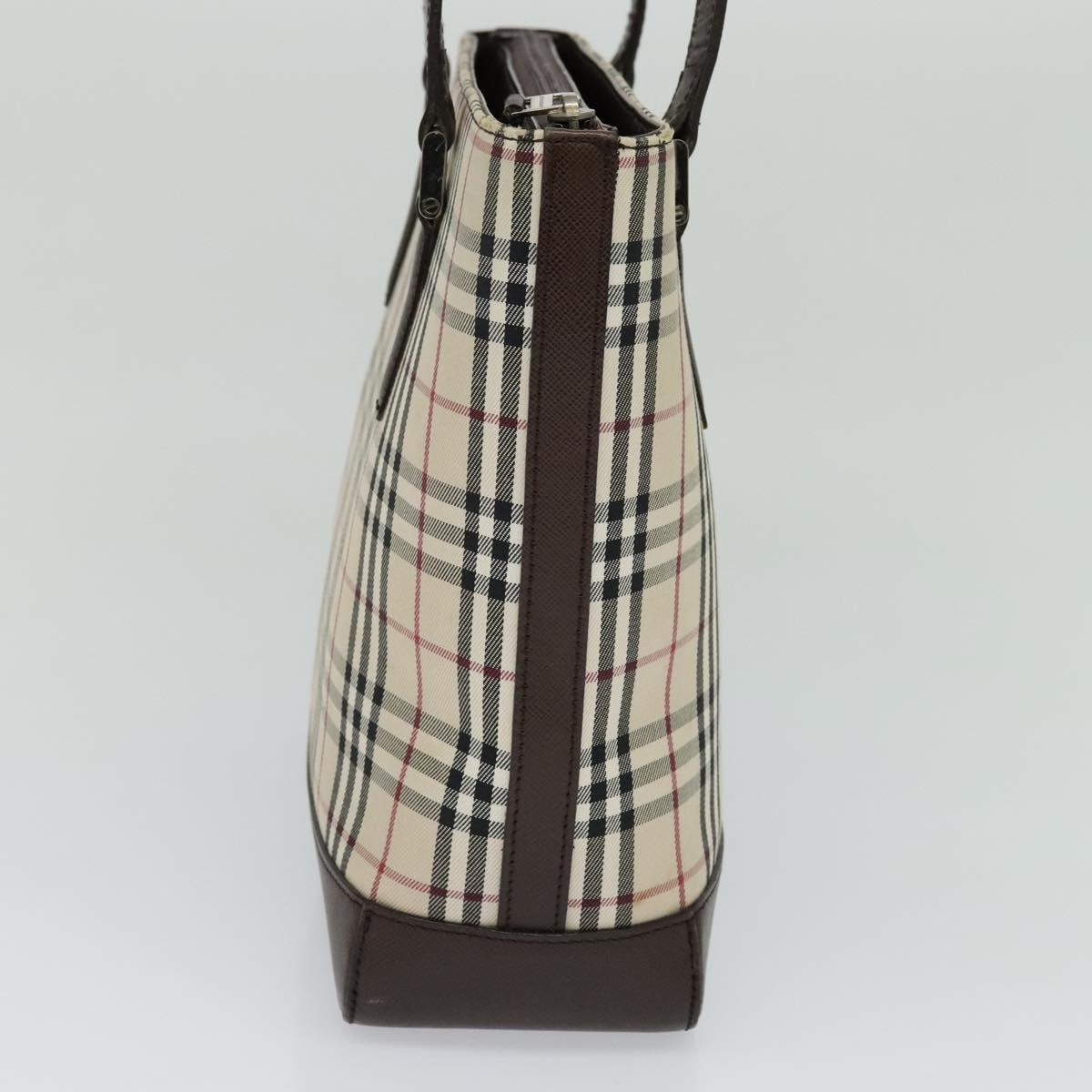 Burberry Nova Check Shoulder Bag Canvas Leather Beige Brown Silver - 3
