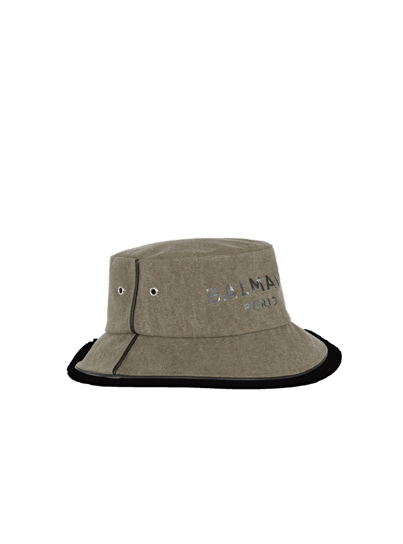 Cotton canvas bucket hat with Balmain Paris logo 4