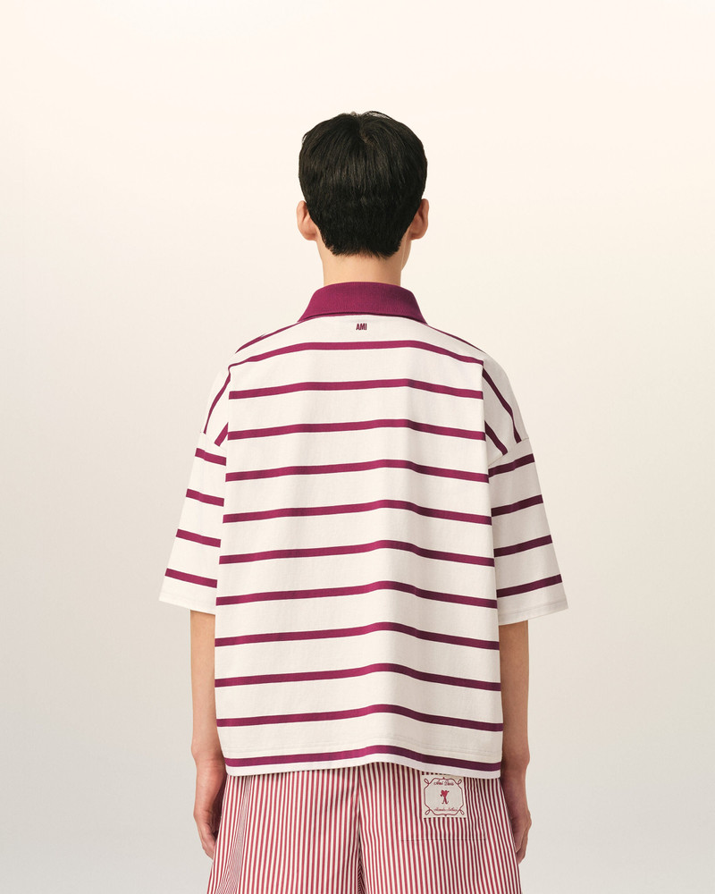 WHITE COTTON POLO WITH AMI DE COEUR ARROW 5