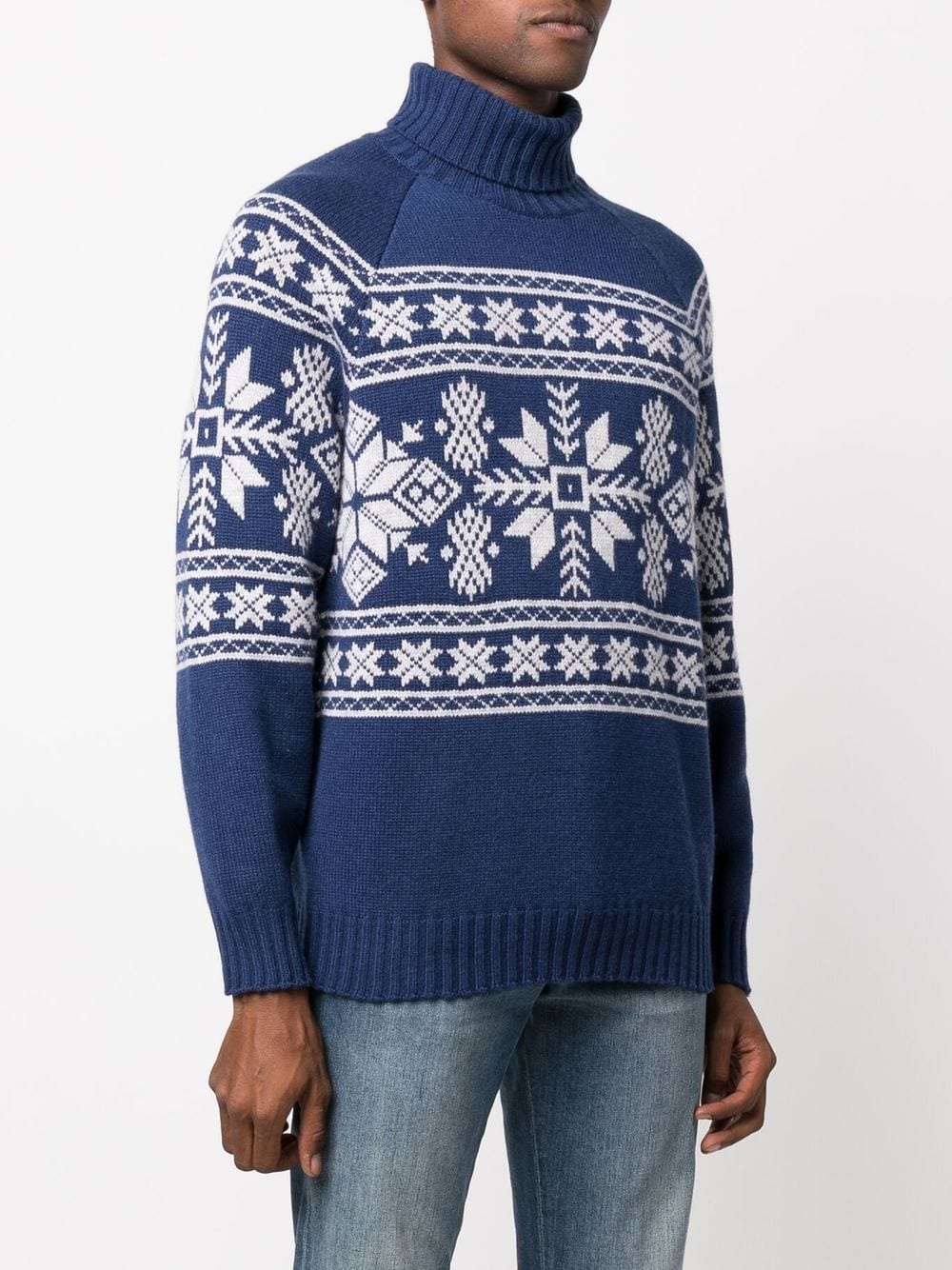 jacquard-pattern cashmere roll-neck jumper - 3