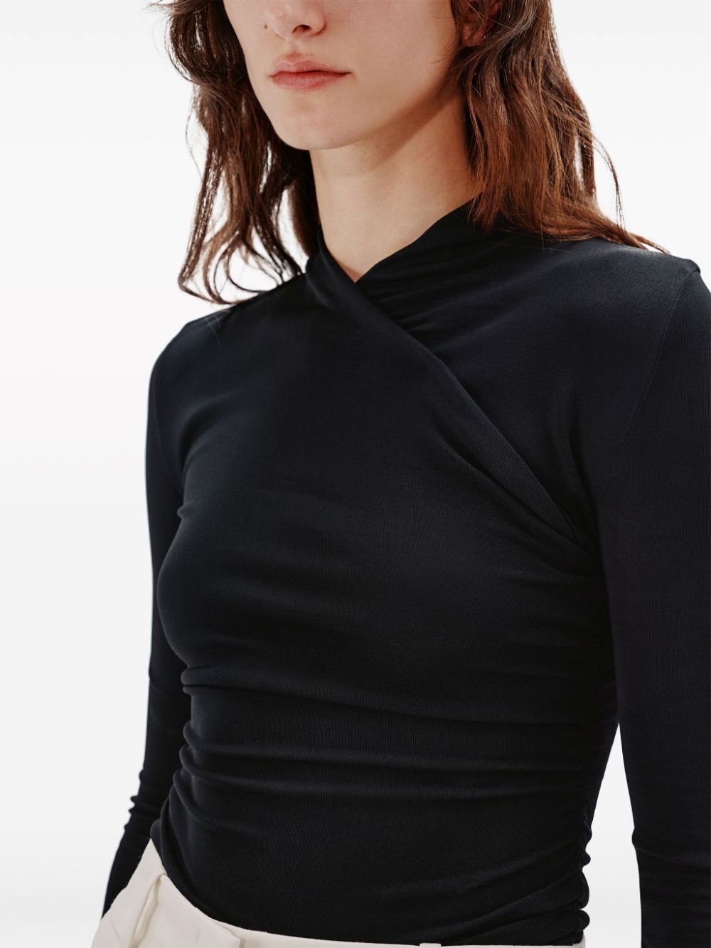 crossover-neck long-sleeve top - 6