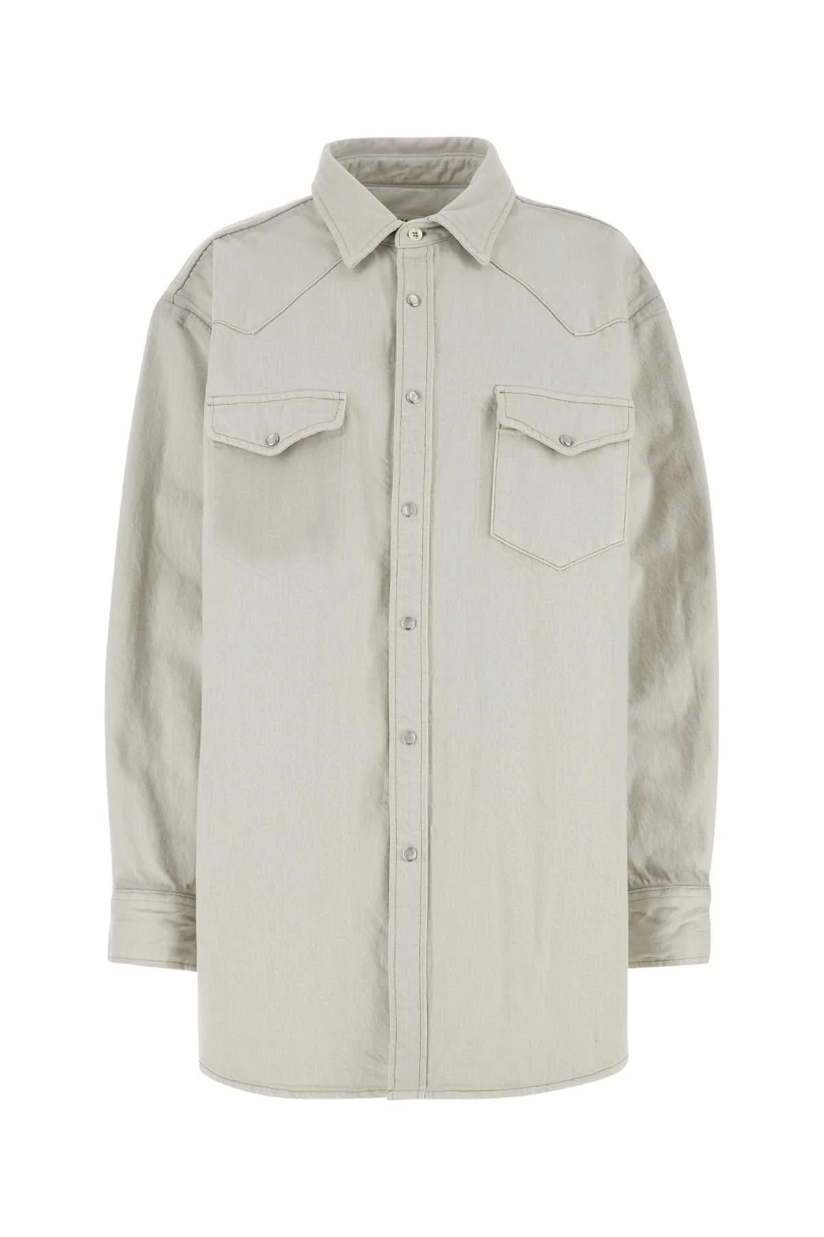 Maison Margiela Women Chalk Denim Oversize Shirt - 1