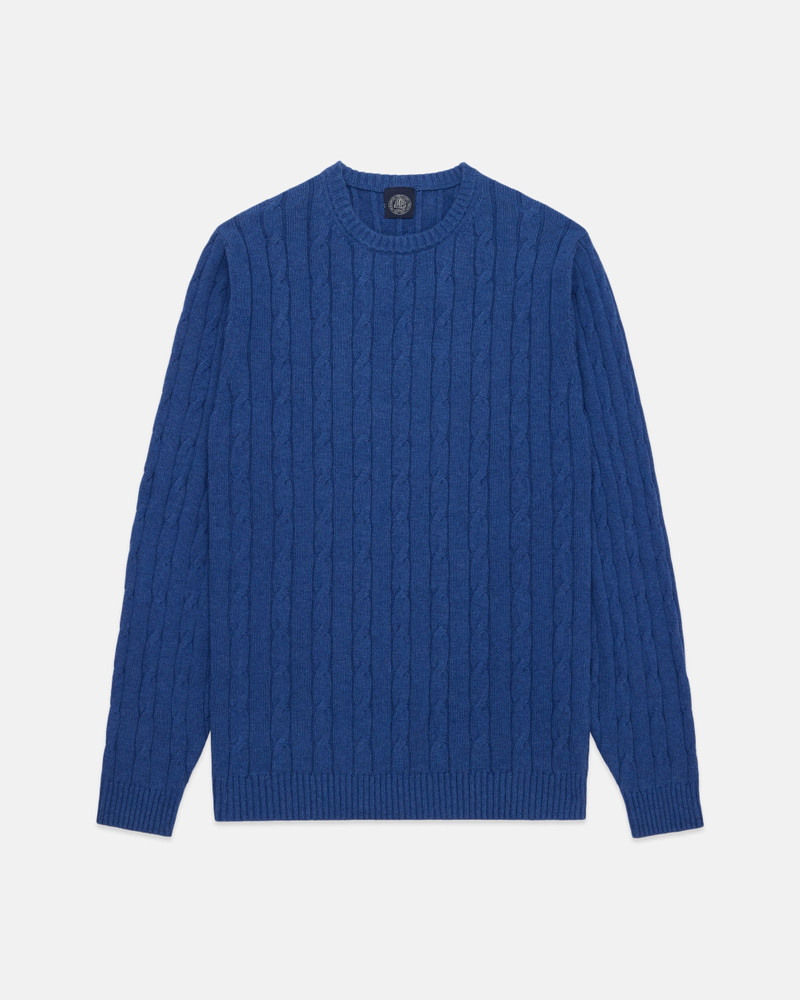 J. PRESS INDIGO COTTON-CASHMERE CABLE CREWNECK SWEATER - TRIM FIT outlook