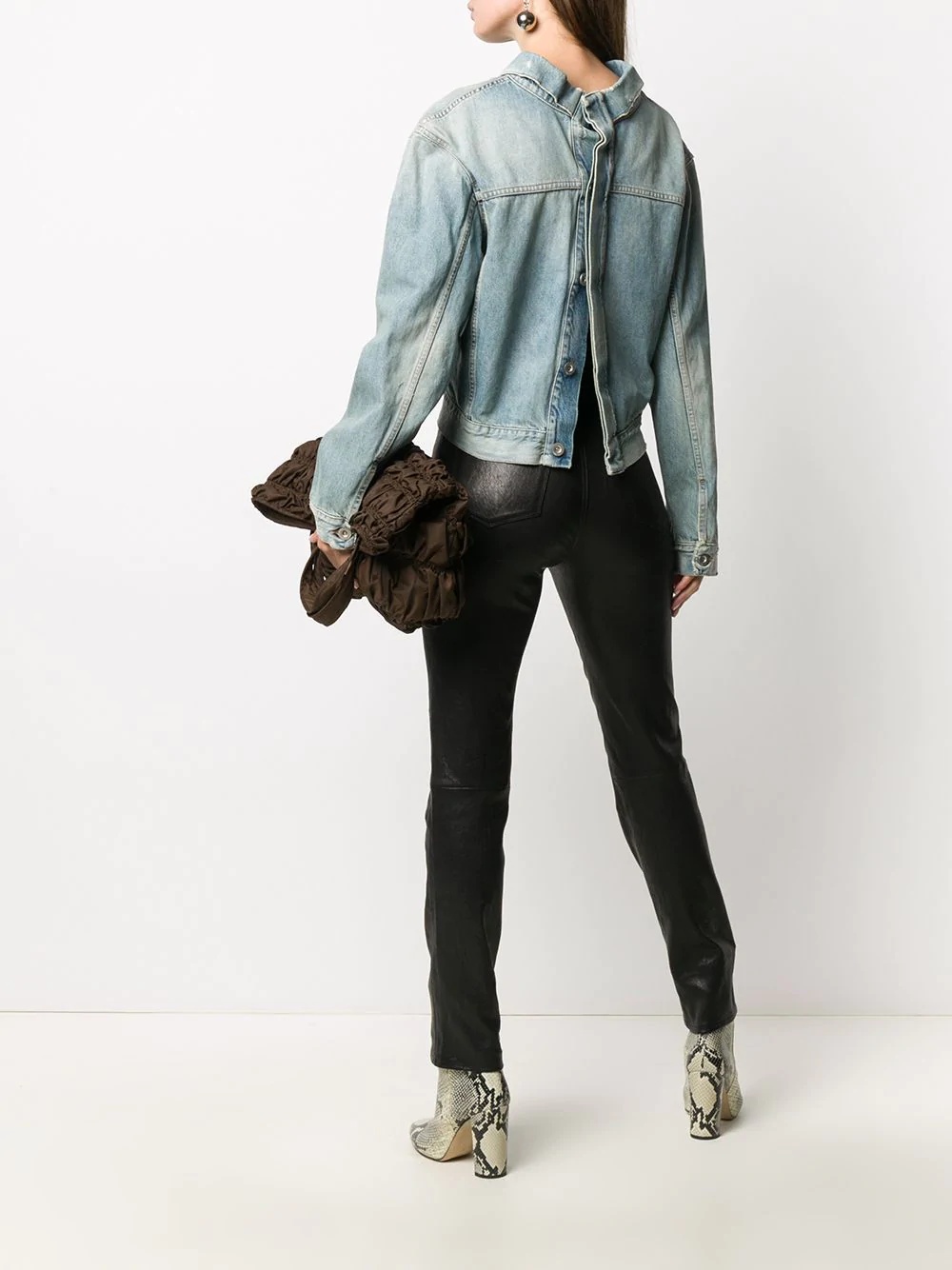 stone-wash backwards denim jacket - 2