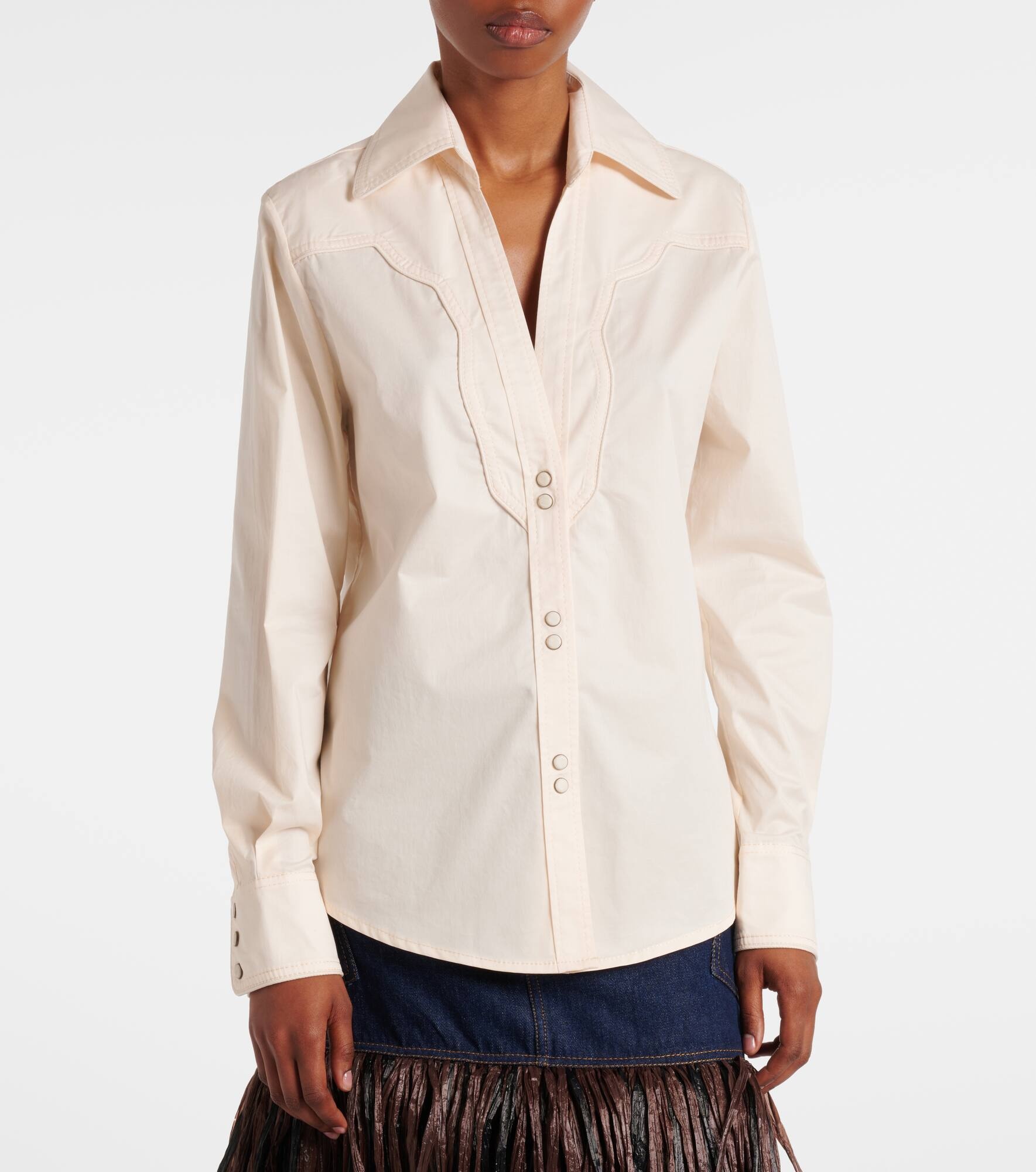 Cotton-blend poplin shirt - 6