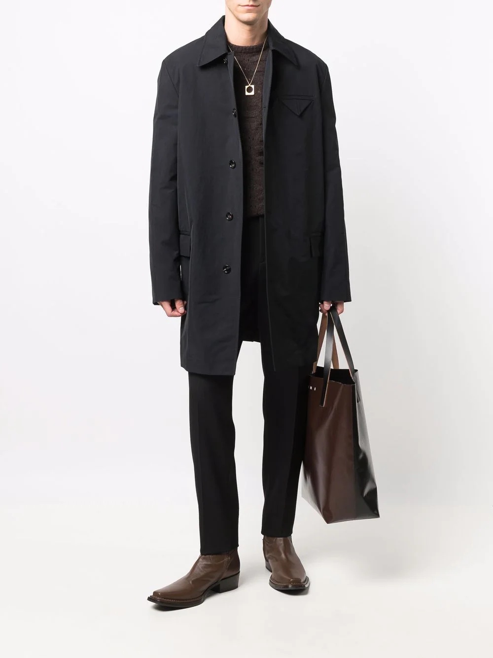 water-repellent button-front trench coat - 2